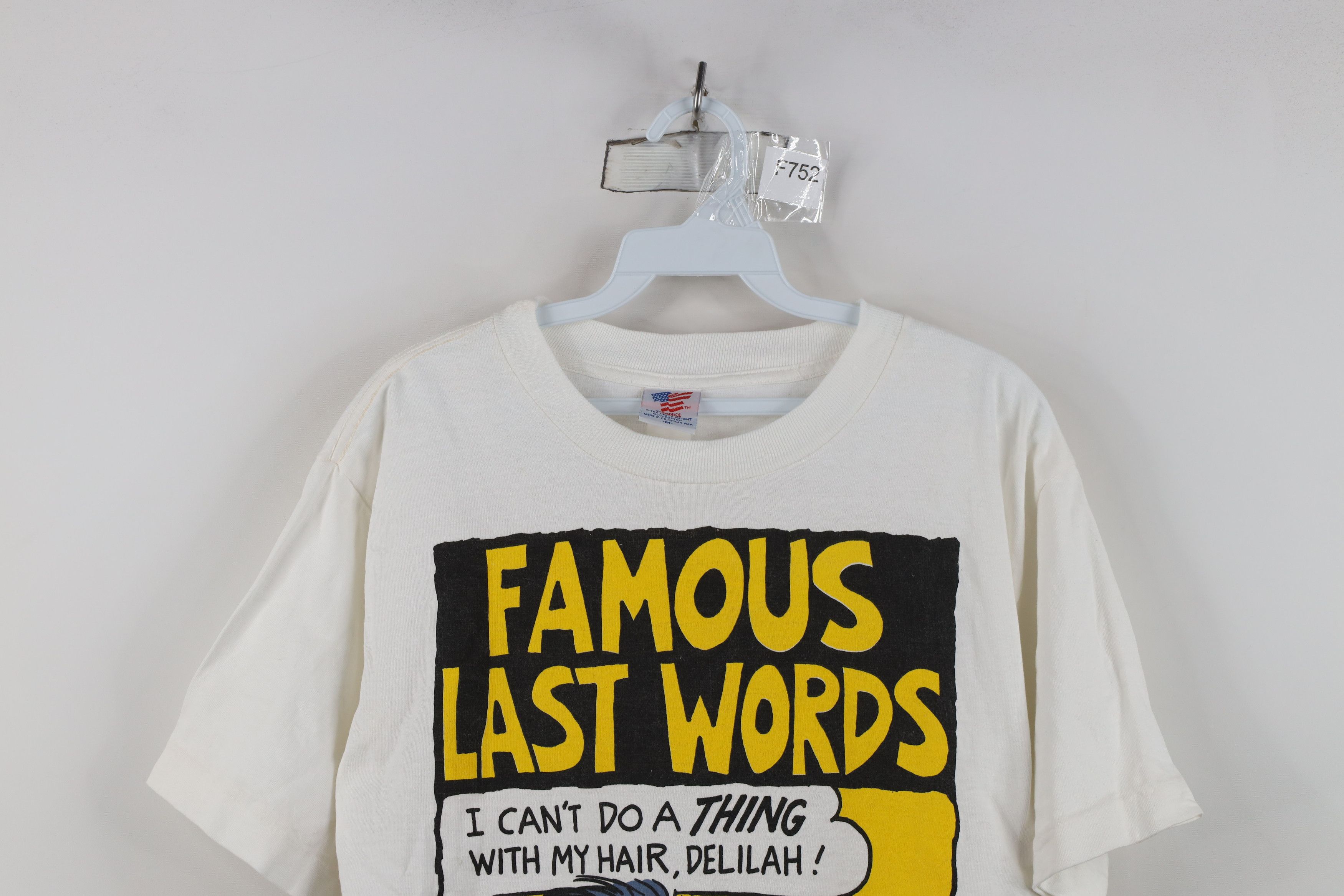 Vintage Vintage 90s Streetwear Samson Hair T-Shirt White Cotton Size US M / EU 48-50 / 2 - 2 Thumbnail