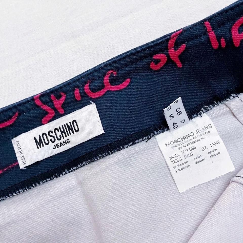 Moschino Y2K Moschino Jeans Charcoal Red Writing Grunge Skirt Size 28" / US 6 / IT 42 - 3 Thumbnail