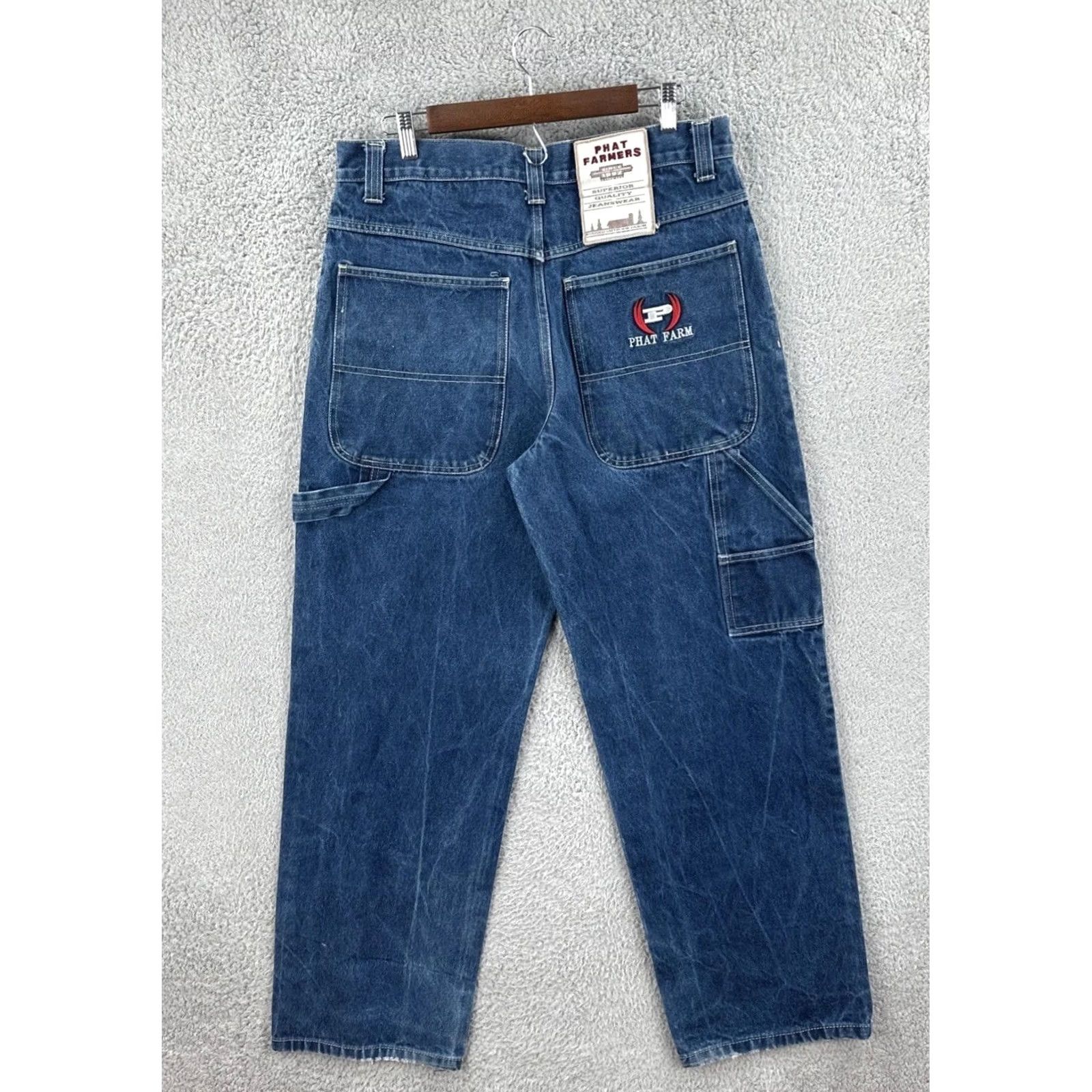Phat Farm VINTAGE Phat Farm Jeans Mens 36x30 Hip Hop 90s Baggy Wide-Leg Blue Denim Shirt? Size US 36 / EU 52 - 6 Thumbnail