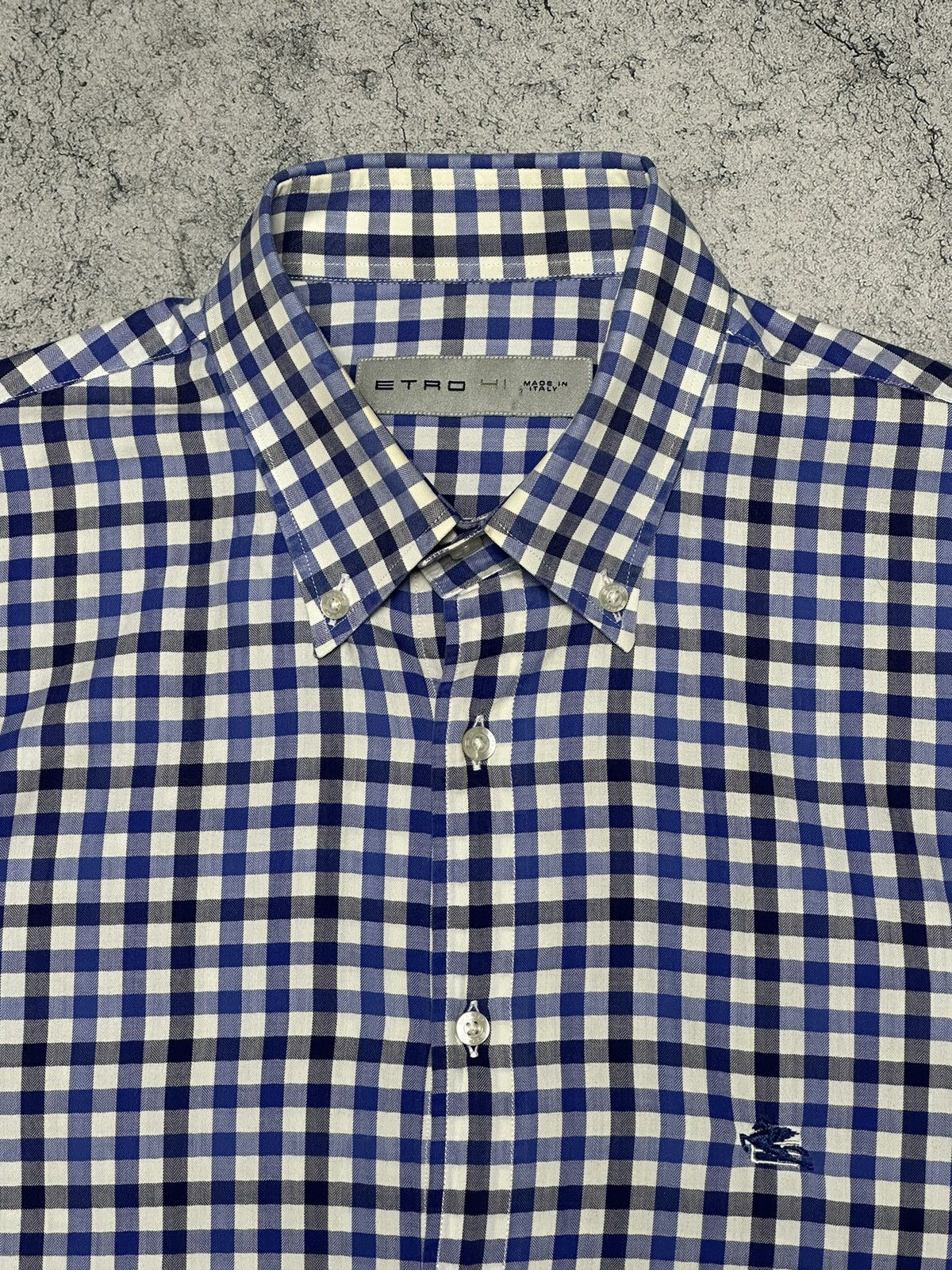 Etro Etro Checkered Blue & White Long Sleeve Shirt Size US L / EU 52-54 / 3 - 4 Thumbnail