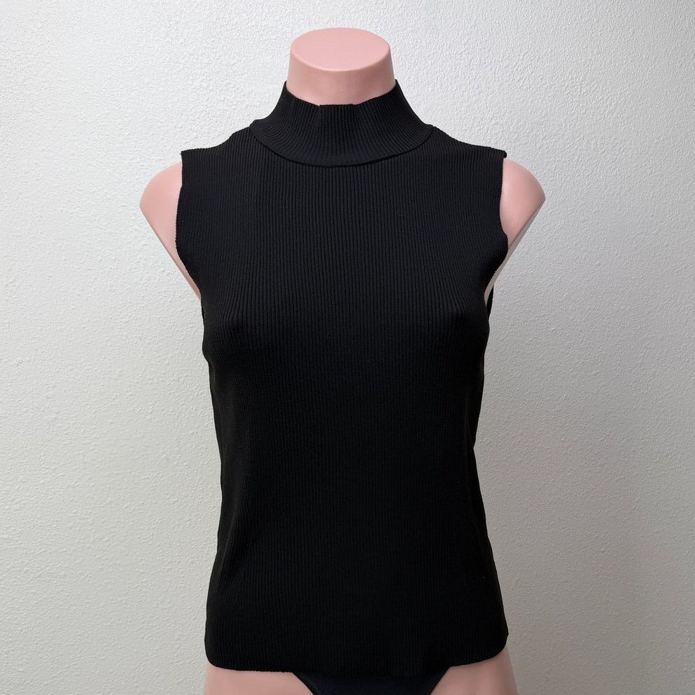 Zara NWT Zara Black Ribbed Mock Neck Sleeveless Top L Size L / US 10 / IT 46 - 1 Thumbnail