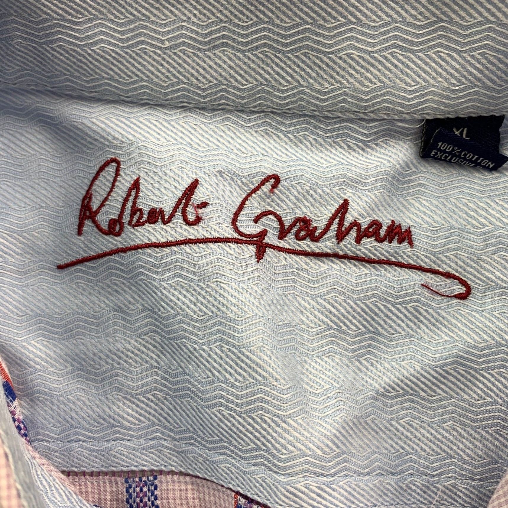 Robert Graham Button-Up Shirt XL Purple/Blue Stripe Flip Cuff Long Sleeve 100% Cotton Mens