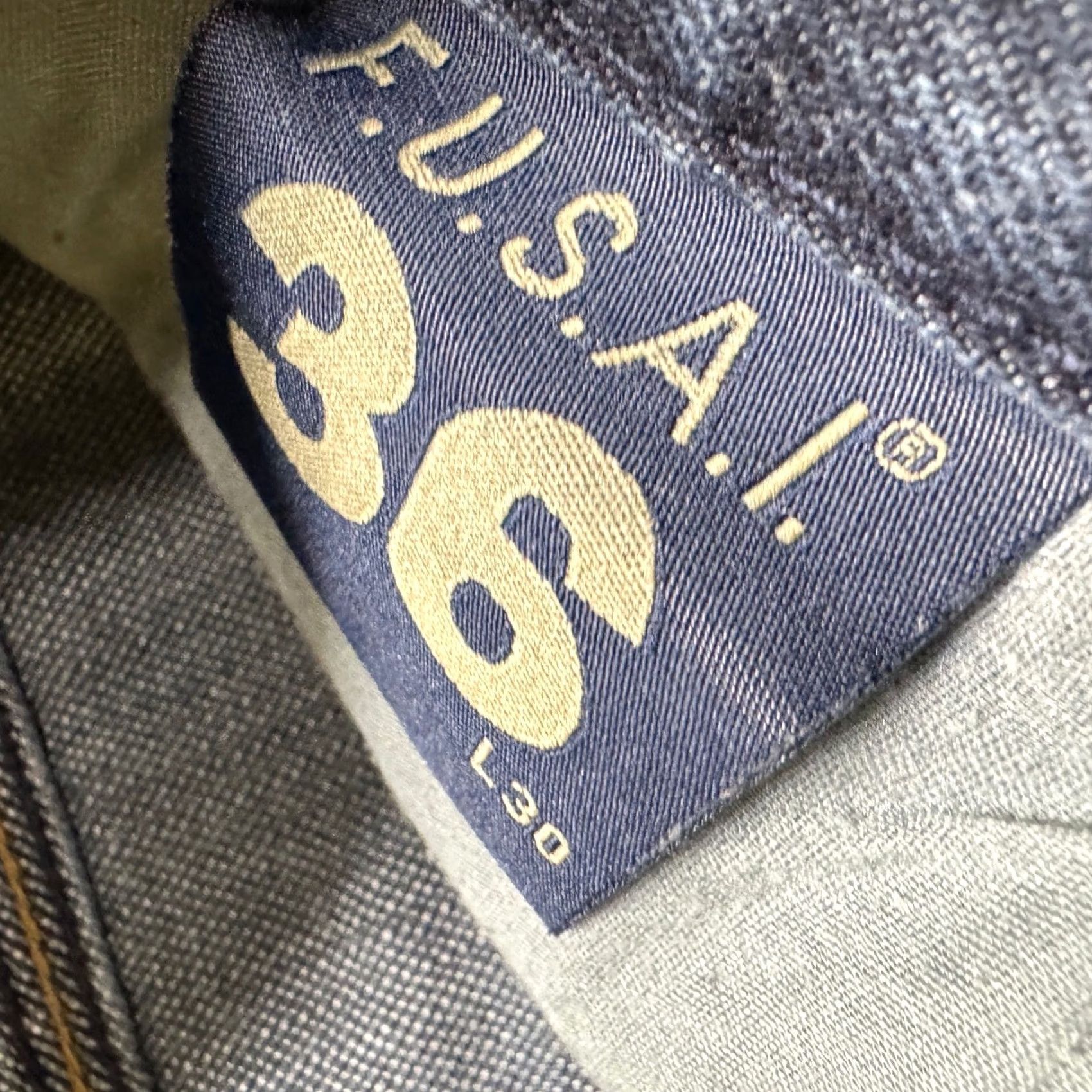 The Unbranded Brand Y2K F.U.S.A.I Jeans Men 36x30 Straight Light Wash Embroidered Blue Mens Jeans 36 Straight Blue Size US 36 / EU 52 - 4 Thumbnail