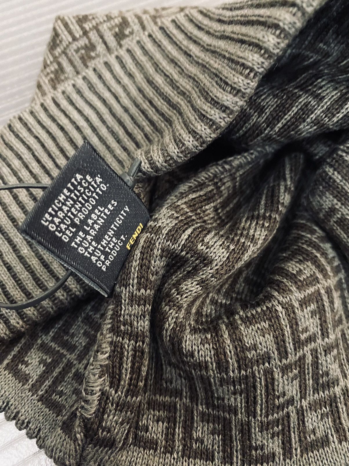 Fendi Fendi 🇮🇹 Khaki Wool micro FF Beanie unisex NEW Size ONE SIZE - 9 Thumbnail