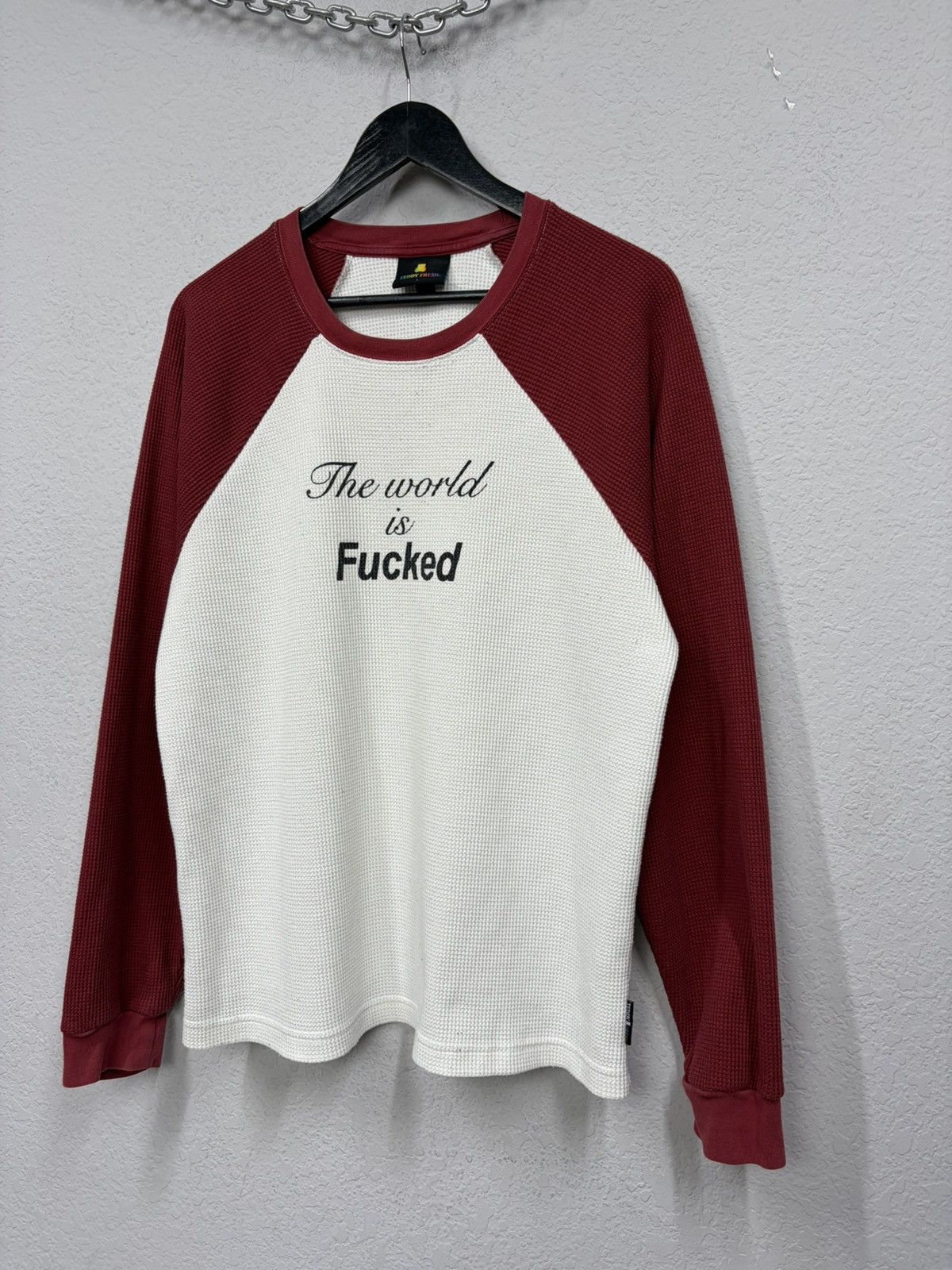Teddy Fresh Archive Raglan Longsleeve The World Is Fucked Embroidered LG Size US L / EU 52-54 / 3 - 7 Thumbnail