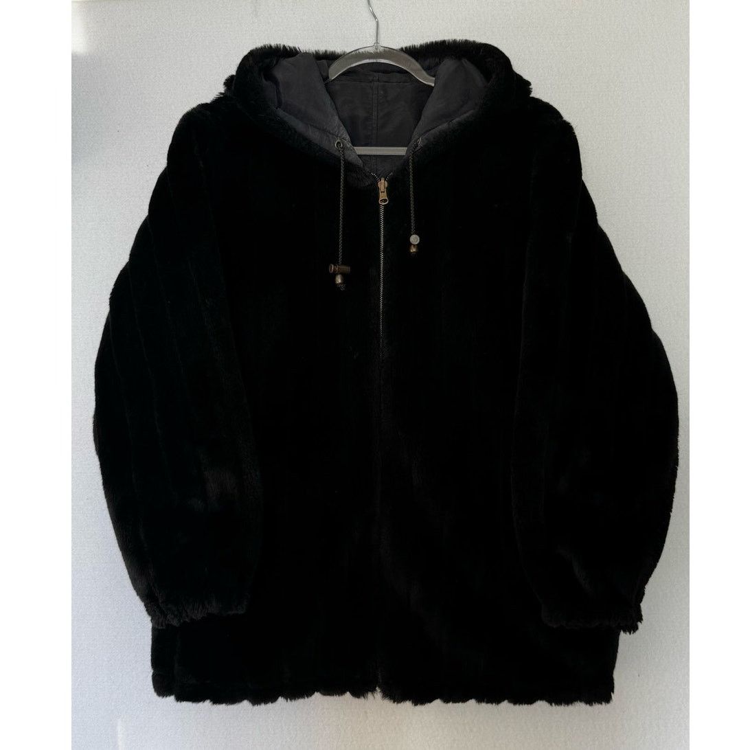 Vintage 1990s Komitor Reversible Silk Faux Fur Hooded Coat Medium Size M / US 6-8 / IT 42-44 - 11 Thumbnail