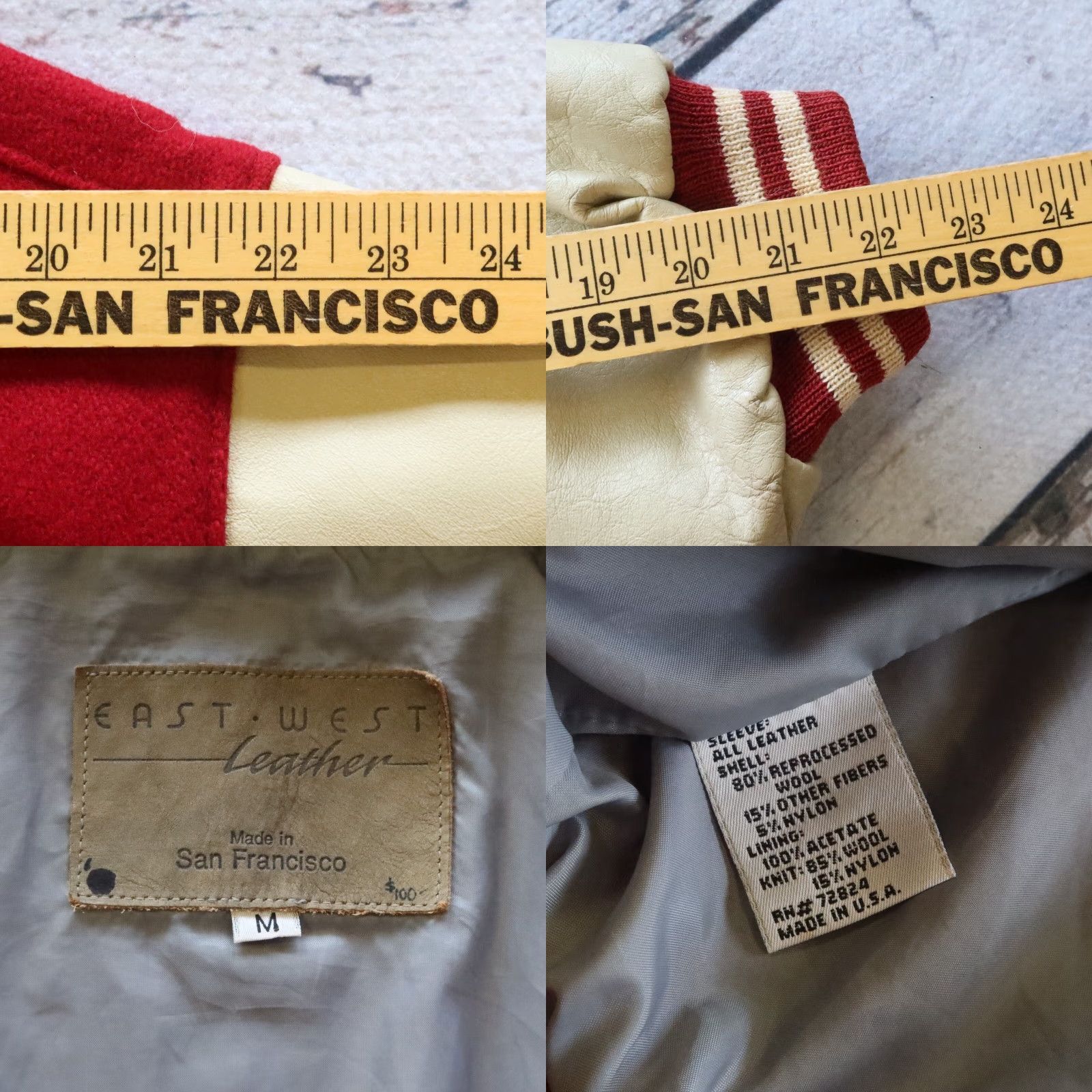 Vintage VINTAGE East West Leather Varsity Jacket Men M Red Football style USA Made in USA Size US M / EU 48-50 / 2 - 8 Thumbnail