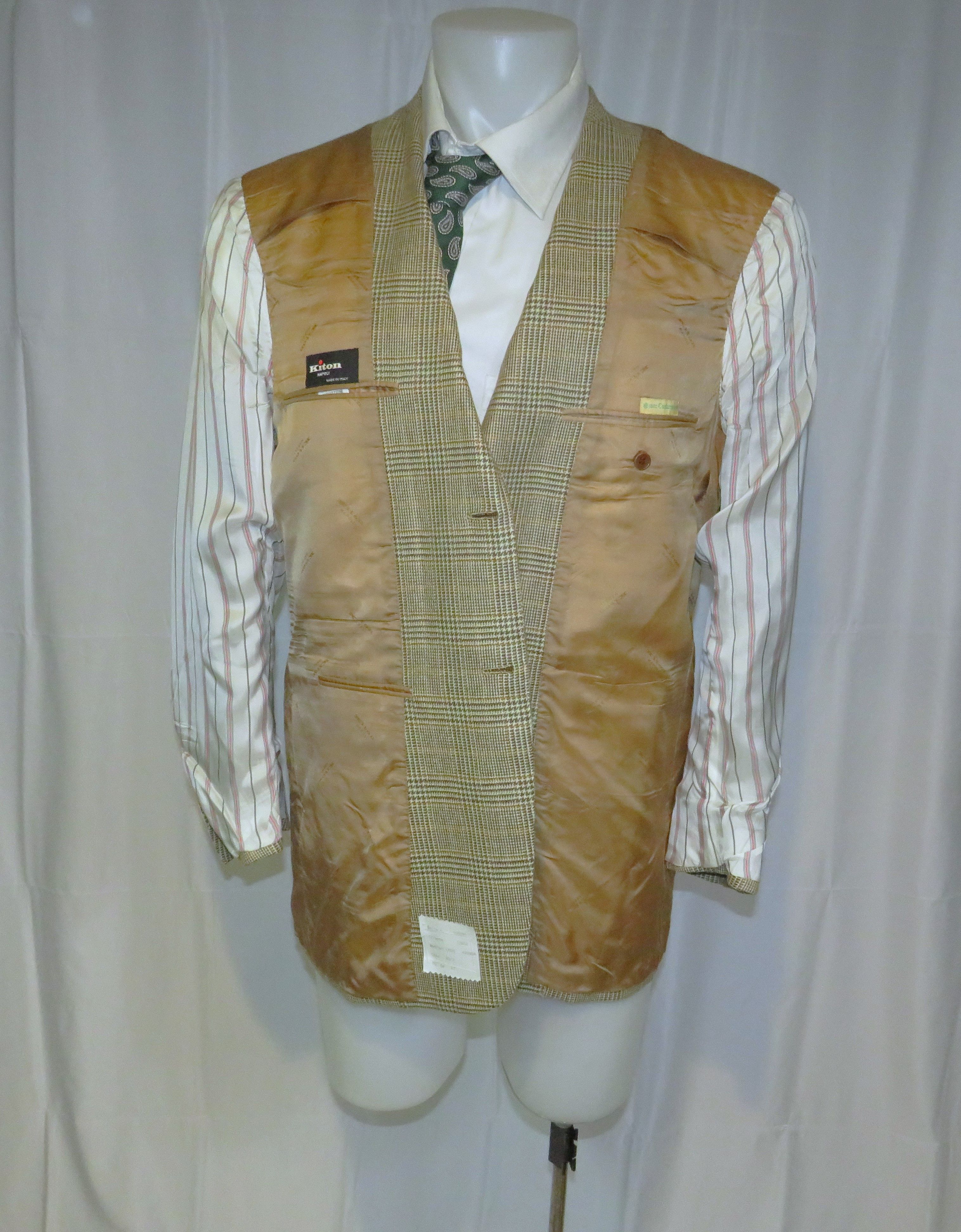 Kiton 100% Cashmere Light Brown Plaid Three Roll Two Blazer 44R Size 44R - 11 Thumbnail