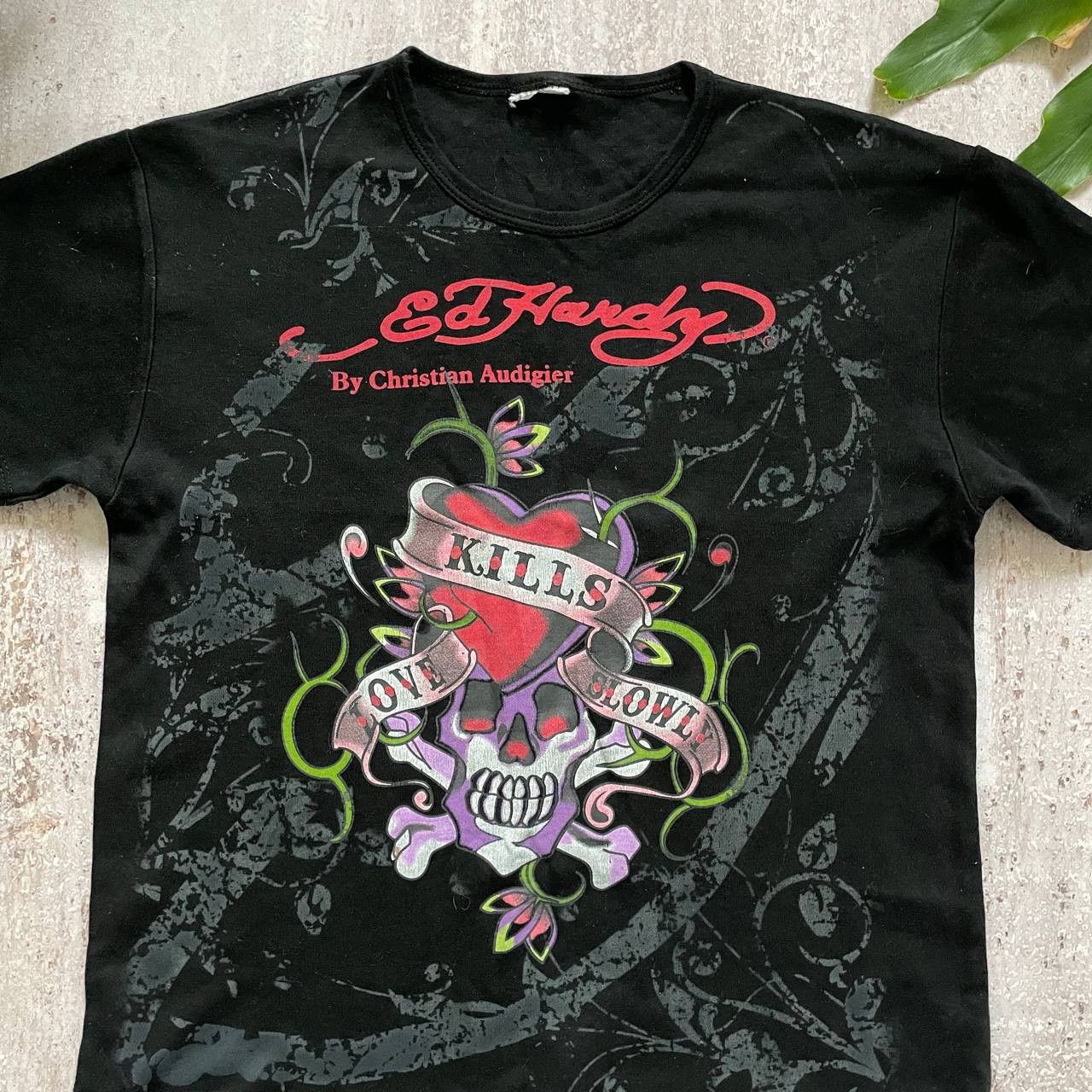 Ed Hardy × Vintage VINTAGE Y2K ED HARDY ALL OVER PRINT BOXY GLAMOUR RARE TEE Size L / US 10 / IT 46 - 3 Thumbnail