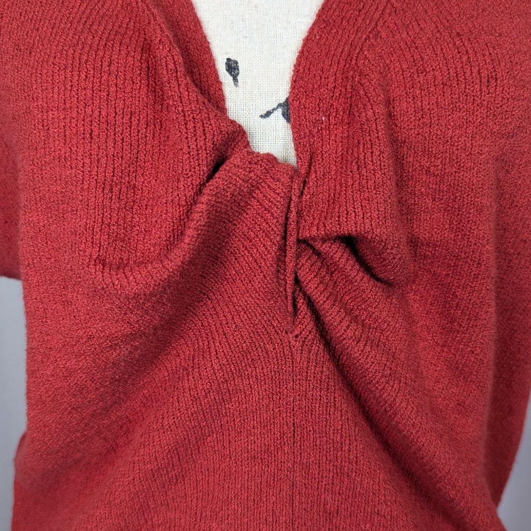 Joie Joie Alenah Twist Front Knit Sweater Rust Red Pullover Size L / US 10 / IT 46 - 7 Thumbnail