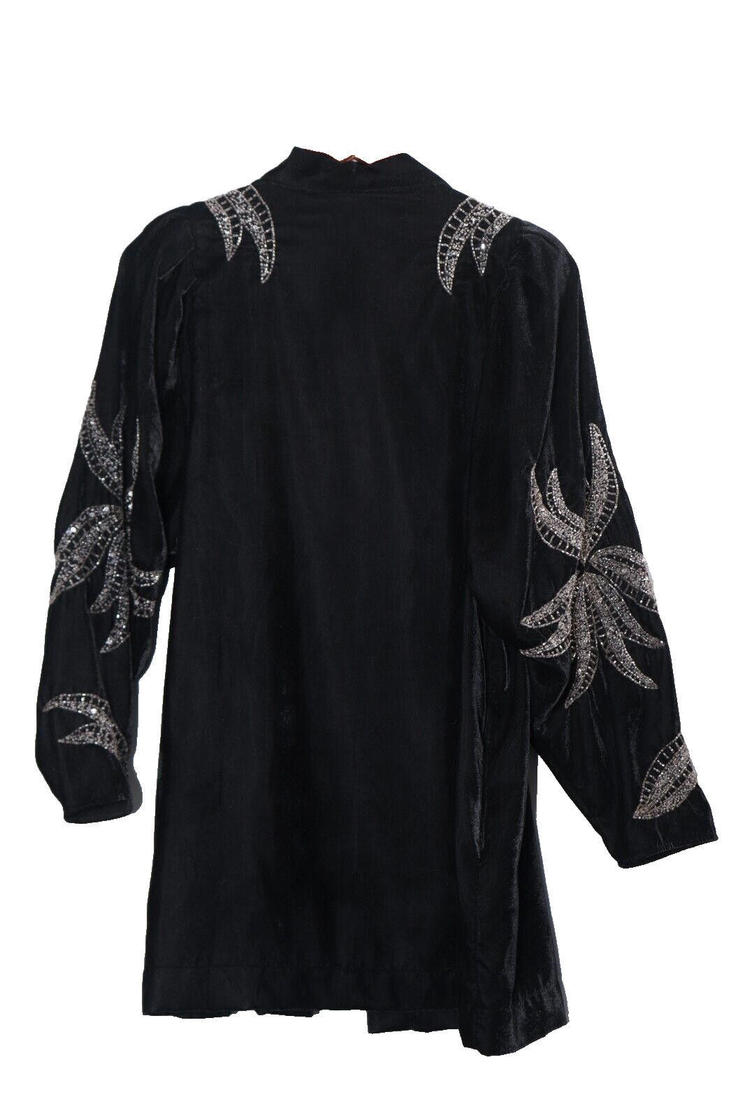 Designer Dodo Bar Or Women 42 Black Corinne Velvet Kimono Jacket Coat Size M / US 6-8 / IT 42-44 - 7 Thumbnail