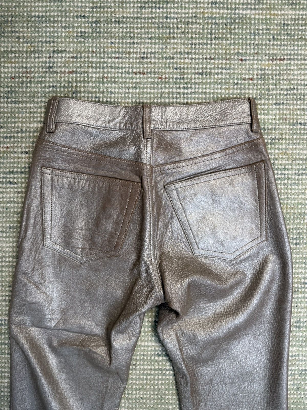 Helmut Lang Rare 1999 Helmut Lang Astro Silver Leather Pants Size 27 Size 27" / US 4 / IT 40 - 5 Thumbnail