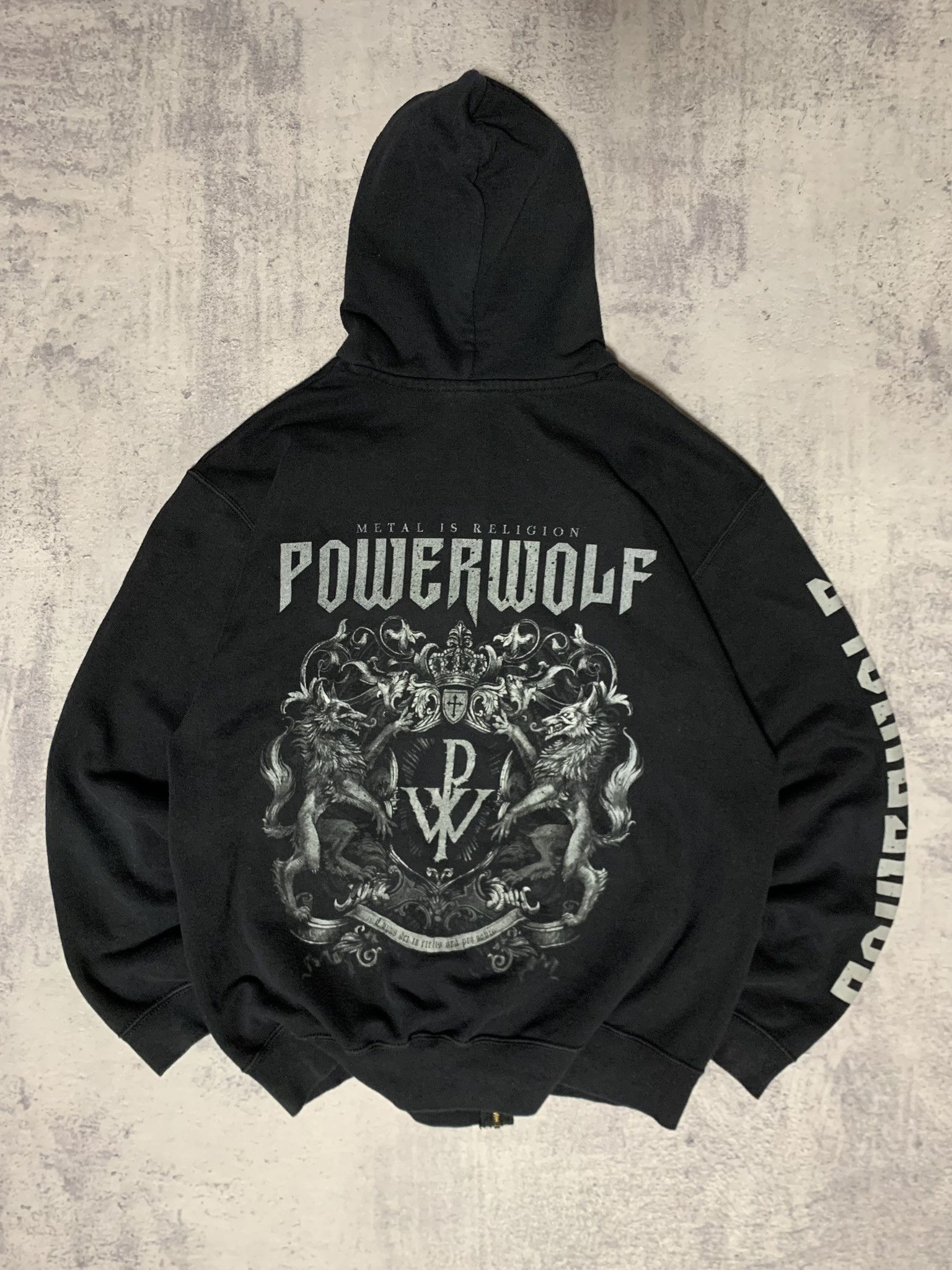 Fruit Of The Loom Power Wolf Big Logo zip hoodie mens Merch Rock size L Size US L / EU 52-54 / 3 - 8 Thumbnail