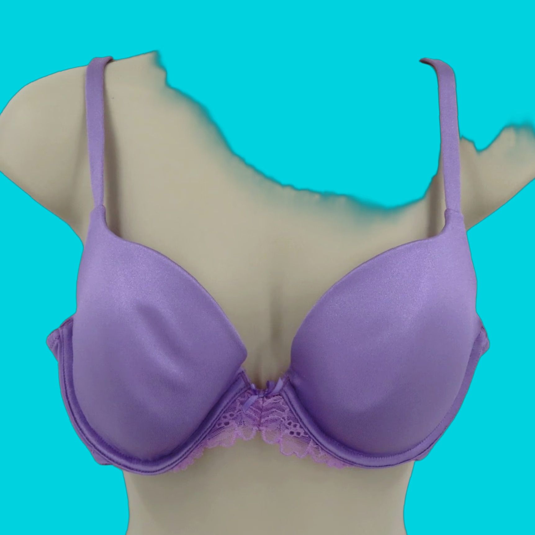 Victoria's Secret VINTAGE Victoria's Secret Angels Push Up Bra Solid Purple 36C Underwire Padded Opaque VTG Y2K Womens Bra Size ONE SIZE - 1 Thumbnail