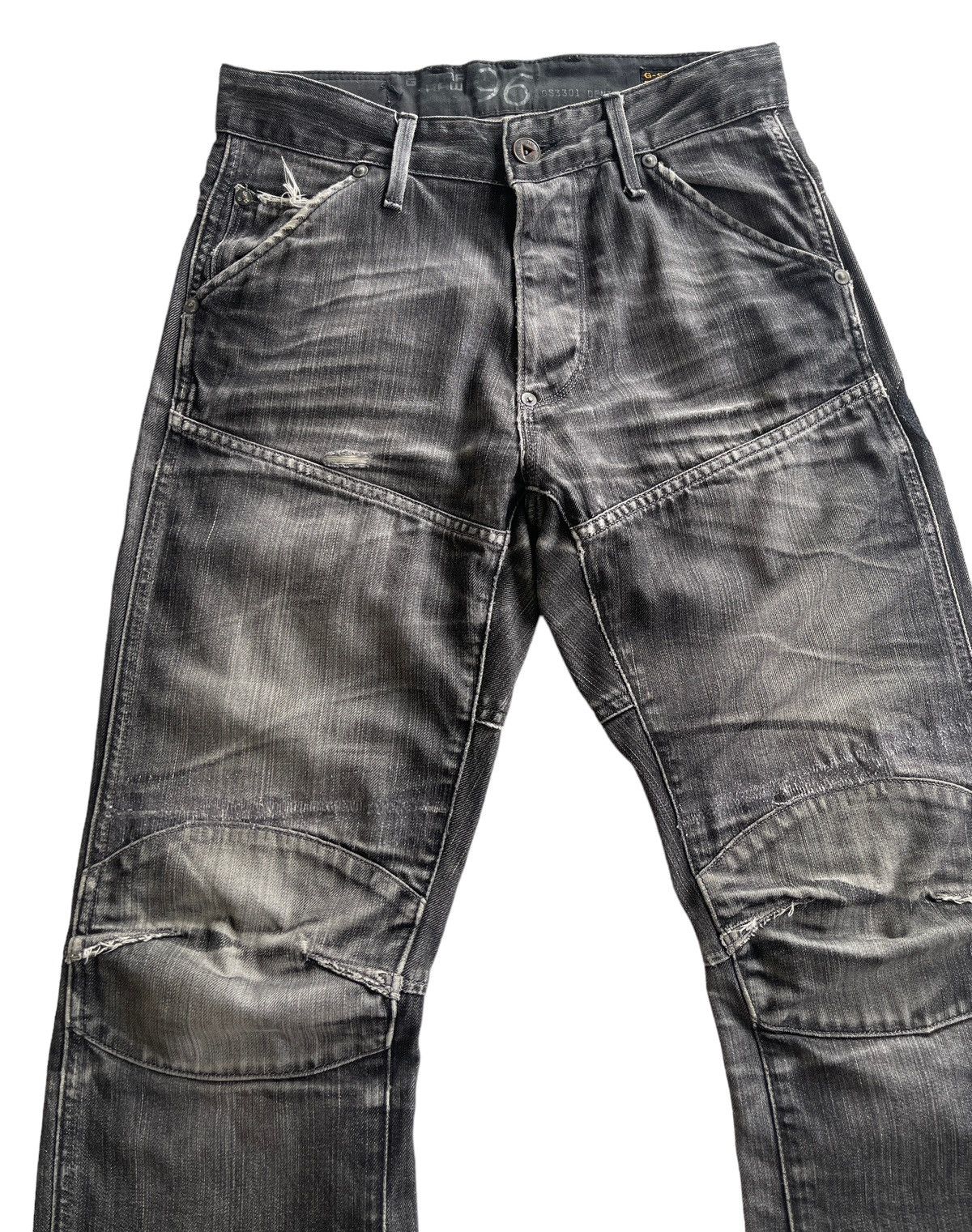 G-Star Gstar Raw Distressed Bikers Double Knee Denim Size US 29 - 6 Thumbnail