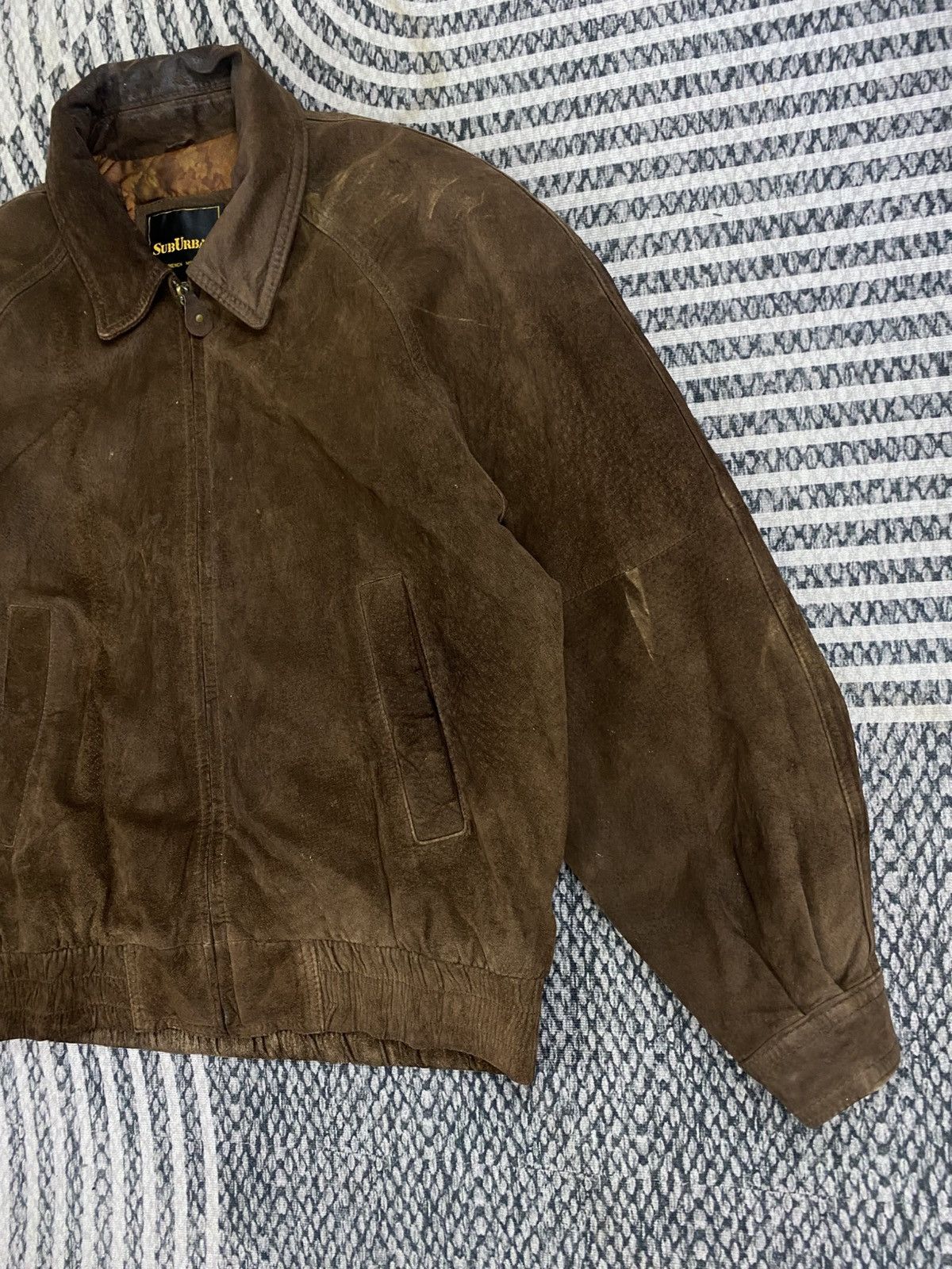 Japanese Brand Vtg Suburban Brown Suede Leather Bomber Jacket Size US M / EU 48-50 / 2 - 4 Thumbnail