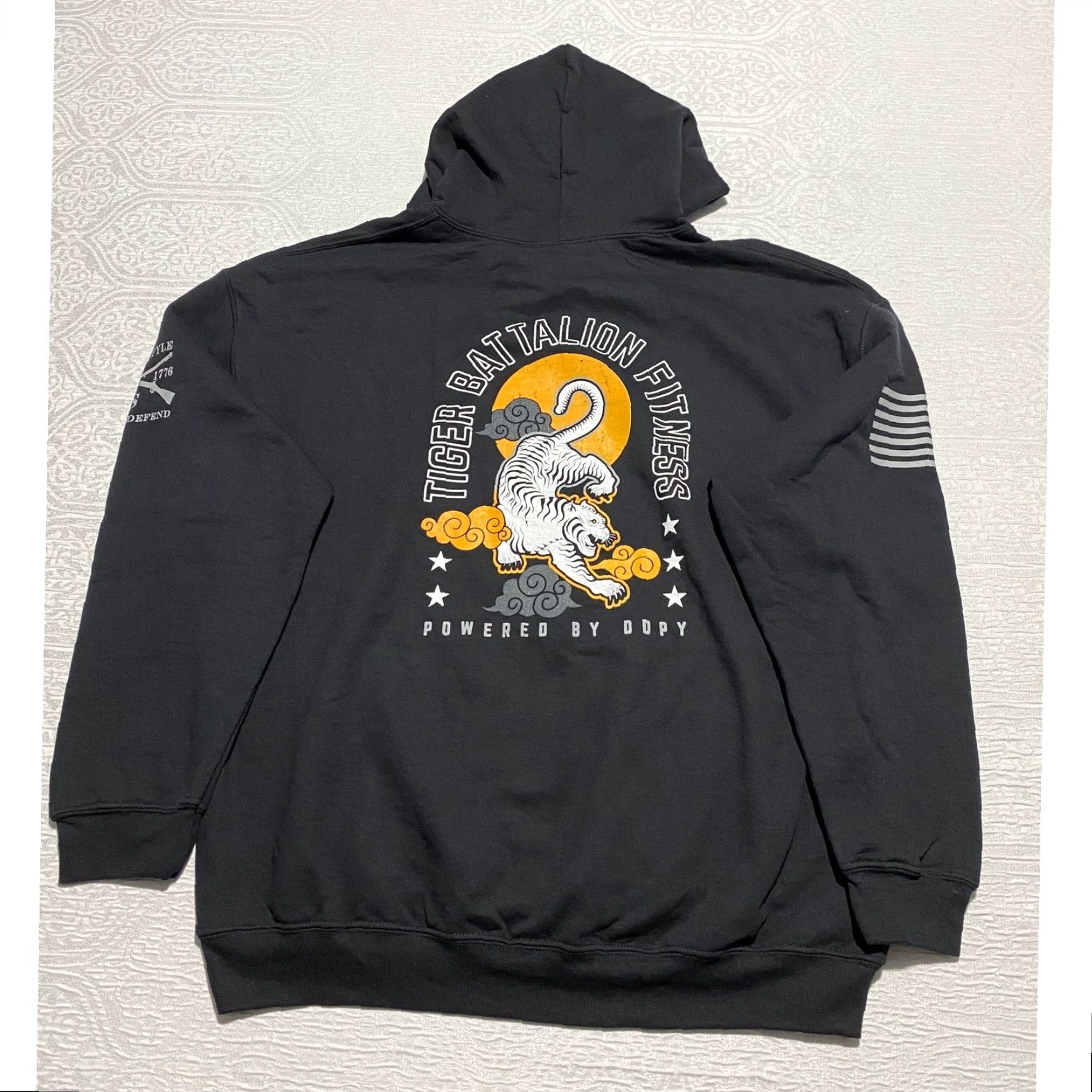 Vintage Grunt Style Hoodie Tiger Battalion Graphic Print Black DDPY Mens XL Pullover, Hooded, Pockets, Graphic, Gym & Training, Activewear, Black, XL Size US XL / EU 56 / 4 - 2 Thumbnail