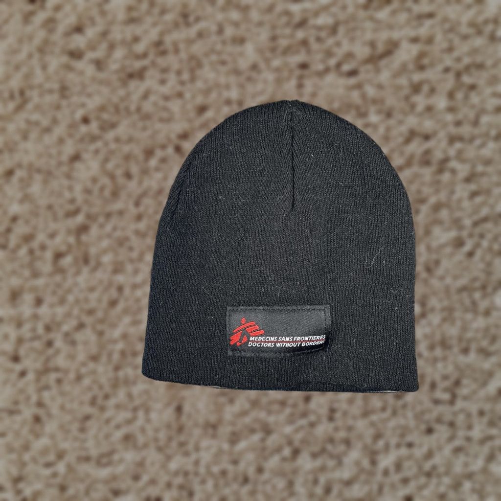 Vintage Medecins Sans Frontieres Beanie Mens One Size Black Knit Winter Warm Logo Size ONE SIZE - 1 Thumbnail
