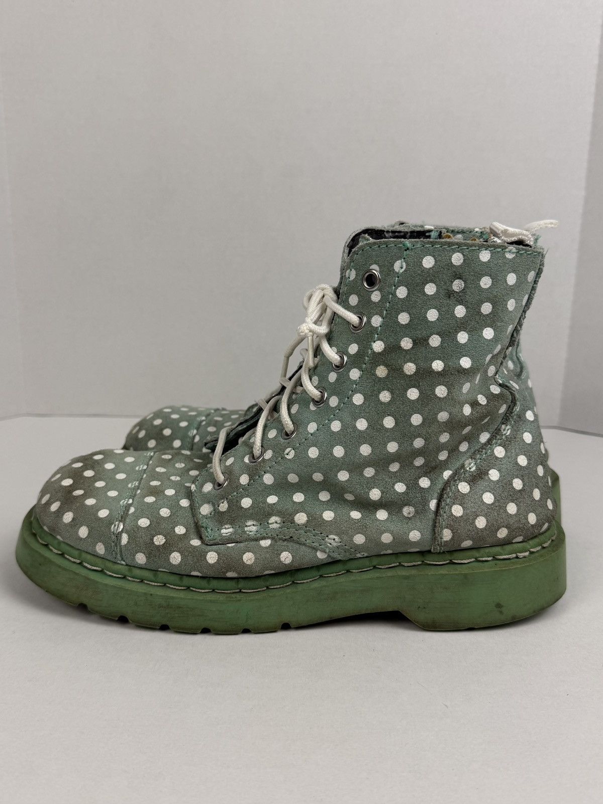 T.U.K. Footwear Anarchic TUK Boots Mint Polka Dots Anarchy Leather Combat Size US 10 / IT 40 - 2 Thumbnail