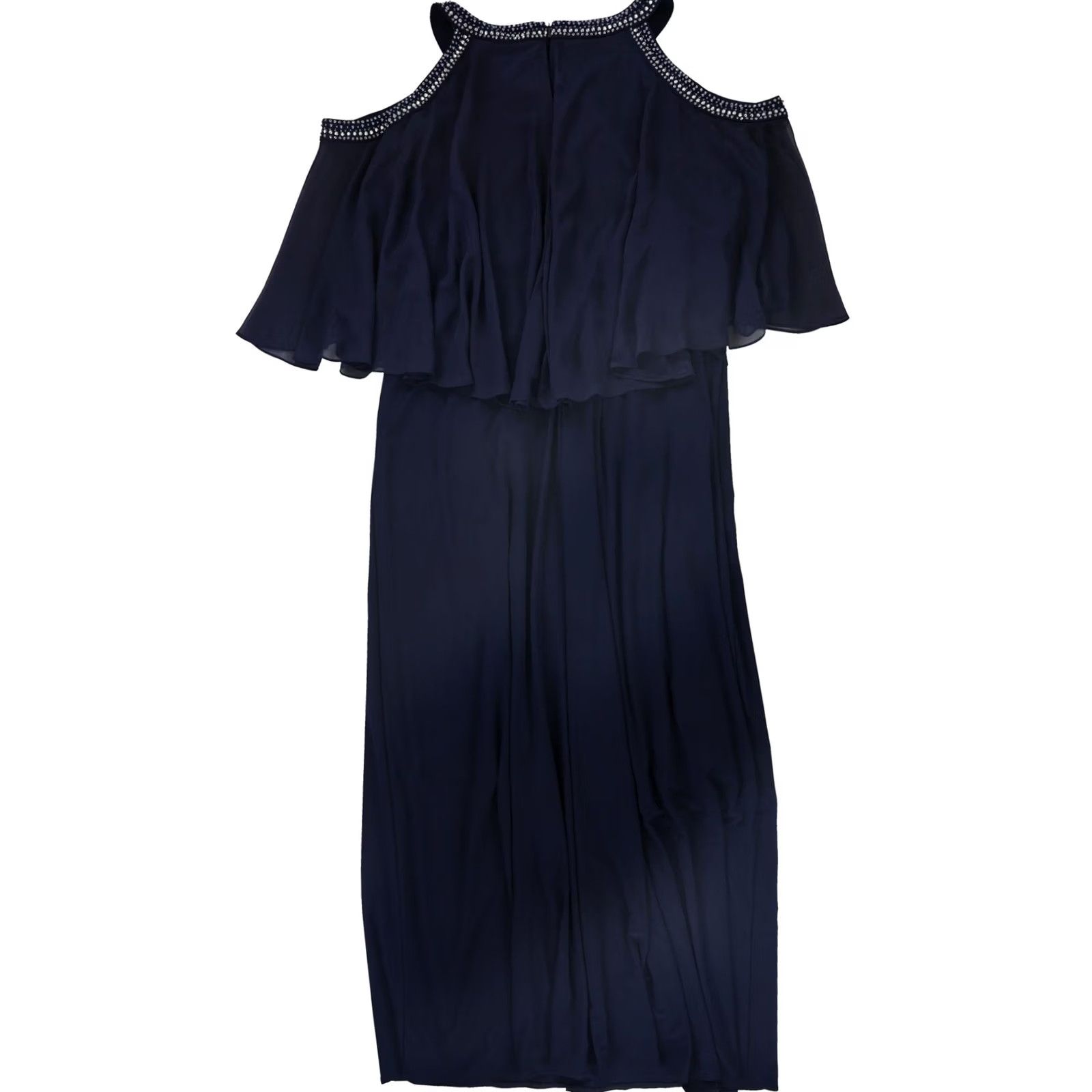 Alex Evenings Alex Evenings Womens Beaded Chiffon overlay Sheath Dress navy Plus Size 20W Size 3XL / US 20-22 - 2 Thumbnail