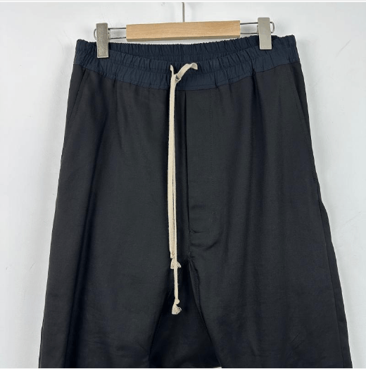 Rick Owens Rick Owens Black Drop Crotch Sweatpants with Drawstring Size US 30 / EU 46 - 2 Thumbnail