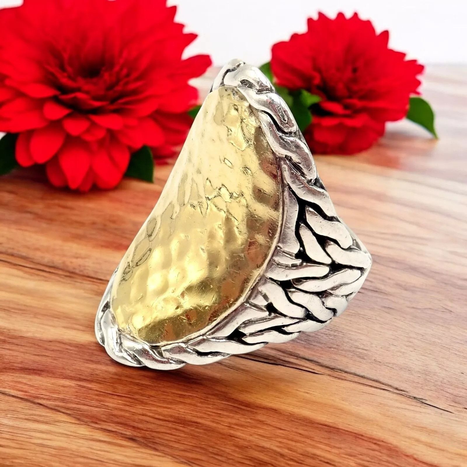 John Hardy John Hardy Silver 22k Yellow Gold Classic Cocktail Ring sz 7 Size ONE SIZE - 2 Thumbnail