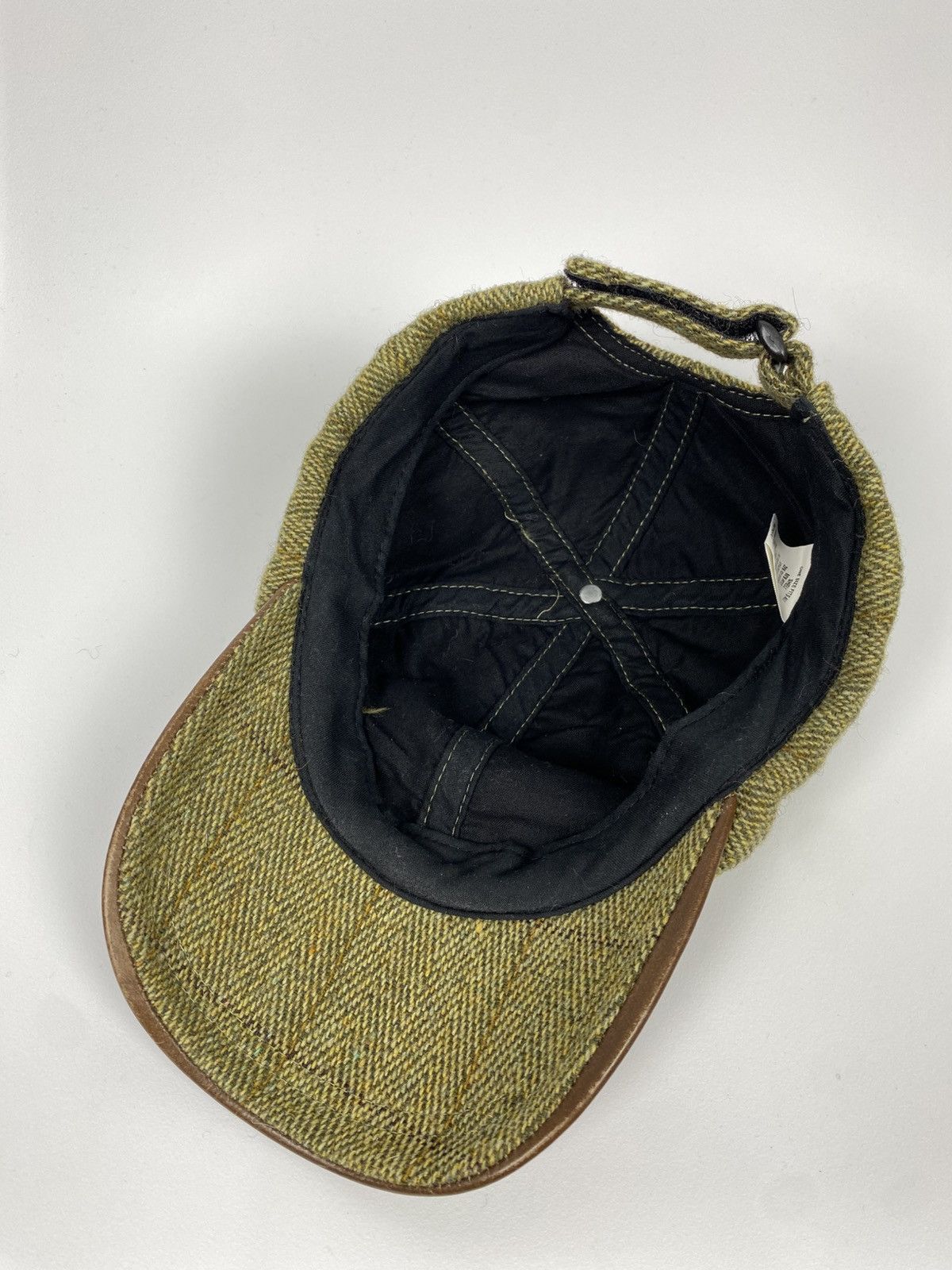 Vintage Tweed Herringbone Wool Baseball Cap Genuine Leather size S Size ONE SIZE - 7 Thumbnail