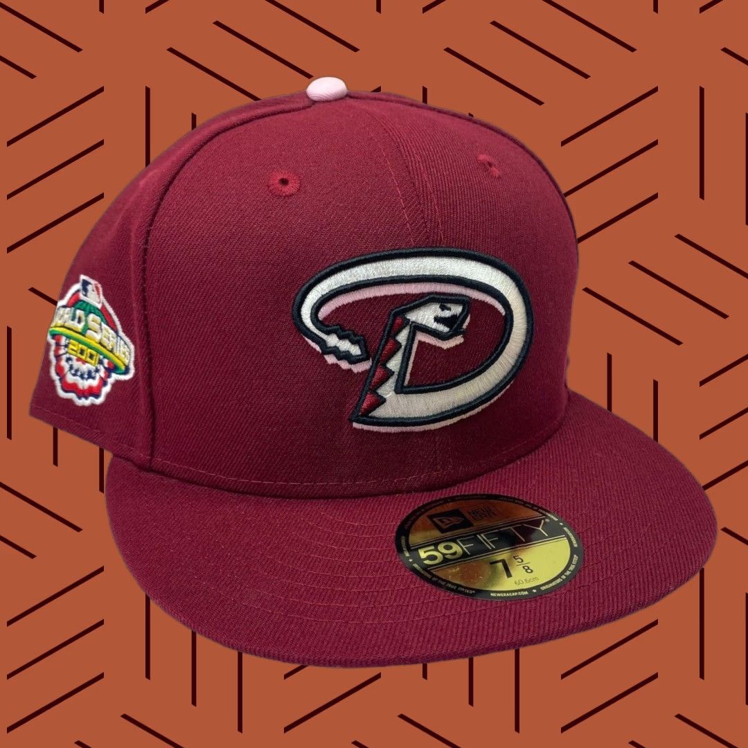 New Era HAT CLUB EXCLUSIVE OG RED VELVET ARIZONA DIAMONDBACKS 2001 WS PINK UV 7 5/8 Men Hat Size ONE SIZE - 1 Thumbnail