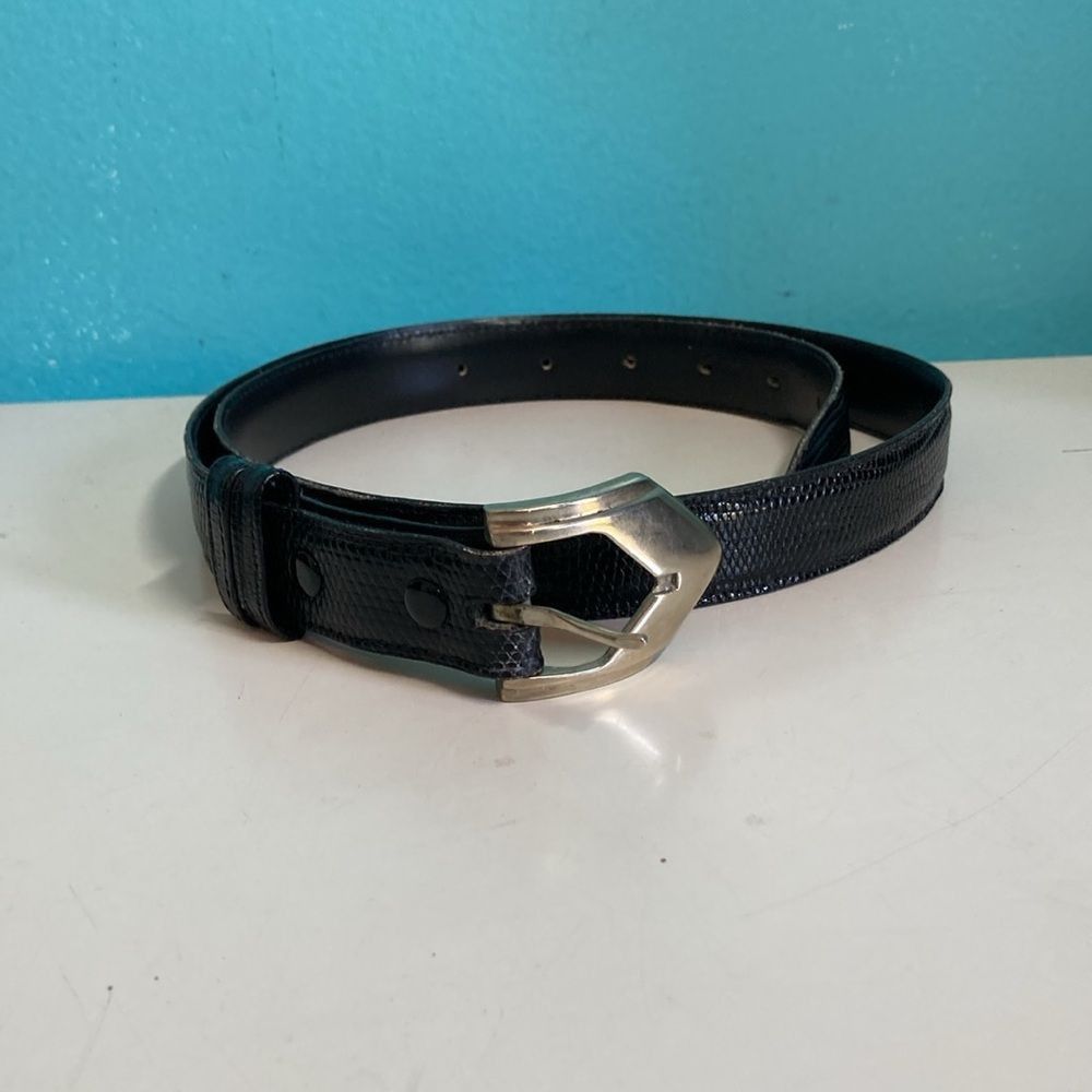 JH Design Jeff Deegan Designs Vintage Black Lizard Belt Mens Size 34 Size 34 - 1 Thumbnail