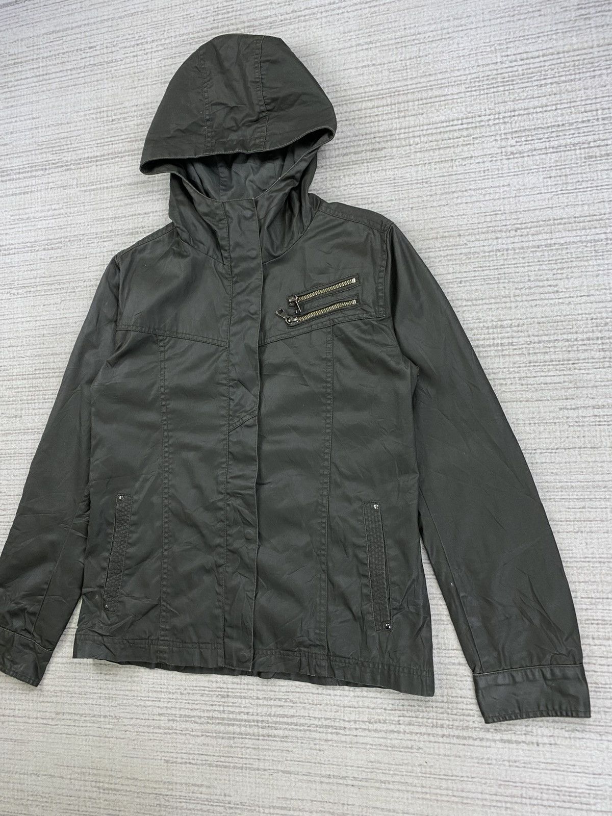 Japanese Brand × Uniqlo × Vintage Coated Cloth By Uniqlo Punk Design Zipper Hoodie Jacket Size US M / EU 48-50 / 2 - 4 Thumbnail
