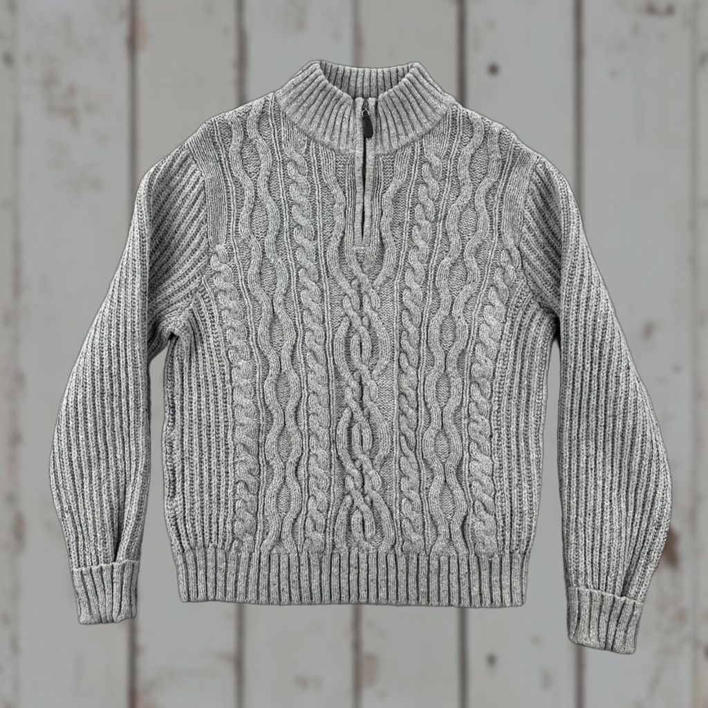 Vintage VINTAGE L.L. Bean Mens Sweater Knit 1/4 Zip Chunky Gray Large EUC Pullover Y2K Mens Size US L / EU 52-54 / 3 - 1 Thumbnail