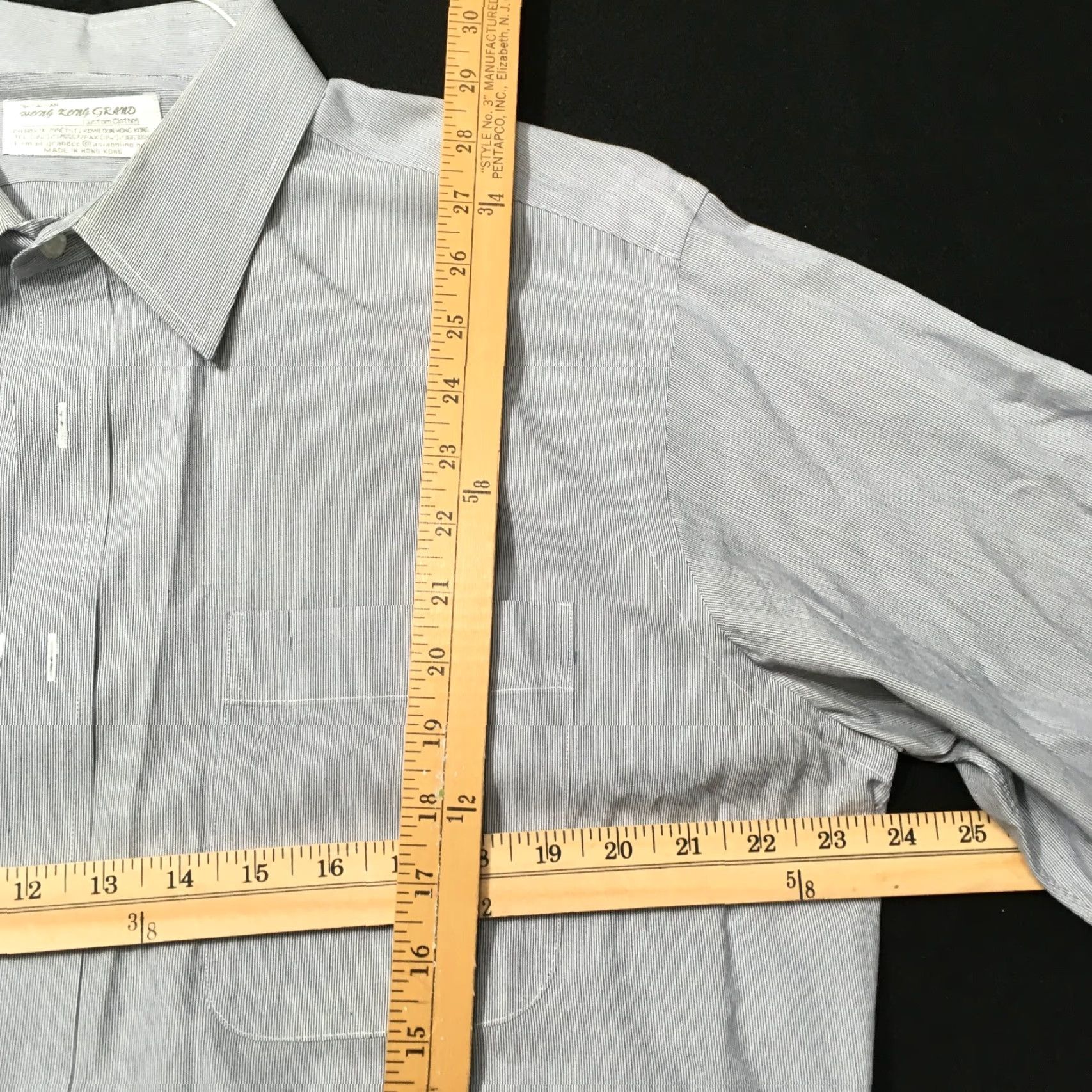 Vintage VINTAGE Kong Grand Gray Tailored 80's Large Collar Dress Shirt L 42-44 Long Sleeve Button-Front Mens Size 42R - 4 Thumbnail