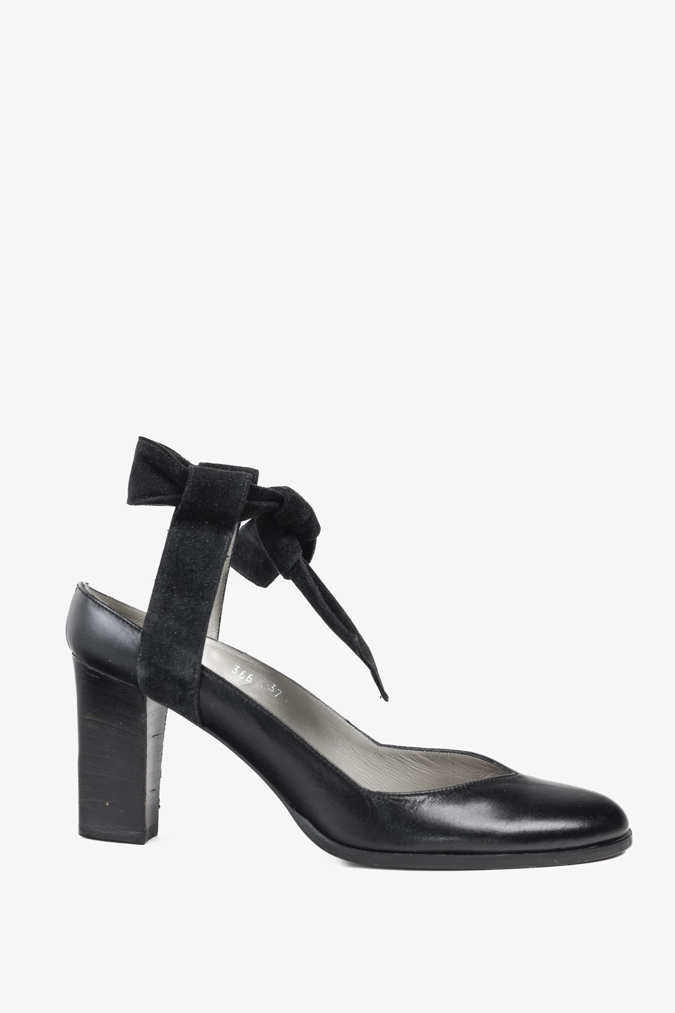 Emporio Armani Emporio Armani 90s Ankle Wrap Black Suede Pumps Size US 7 / IT 37 - 1 Thumbnail