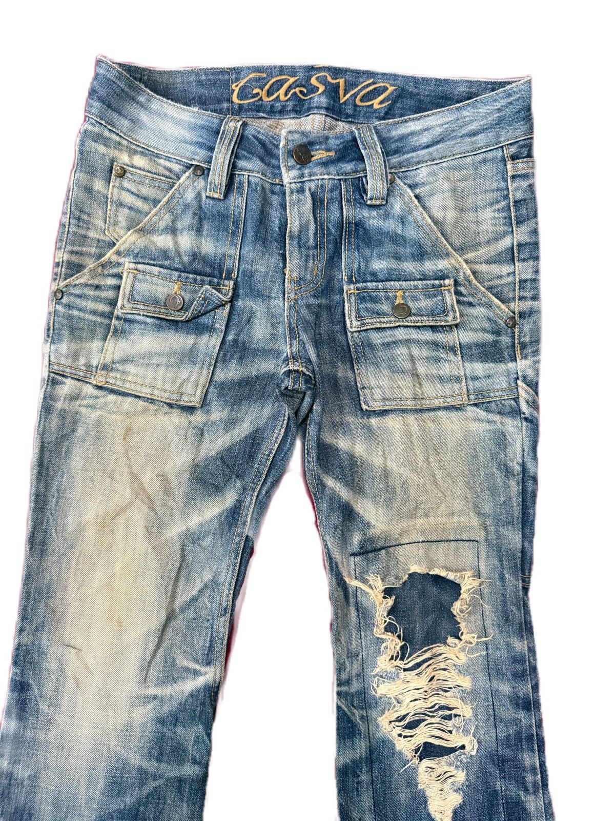 If Six Was Nine Japanese Brand Super Flare Distress Ripped Denim Canva Rare Size US 28 / EU 44 - 3 Thumbnail