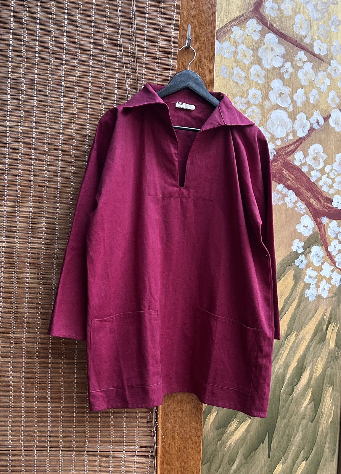 Military × Vintage Vintage Newlyn Fisherman Smock Burgundy Made In 