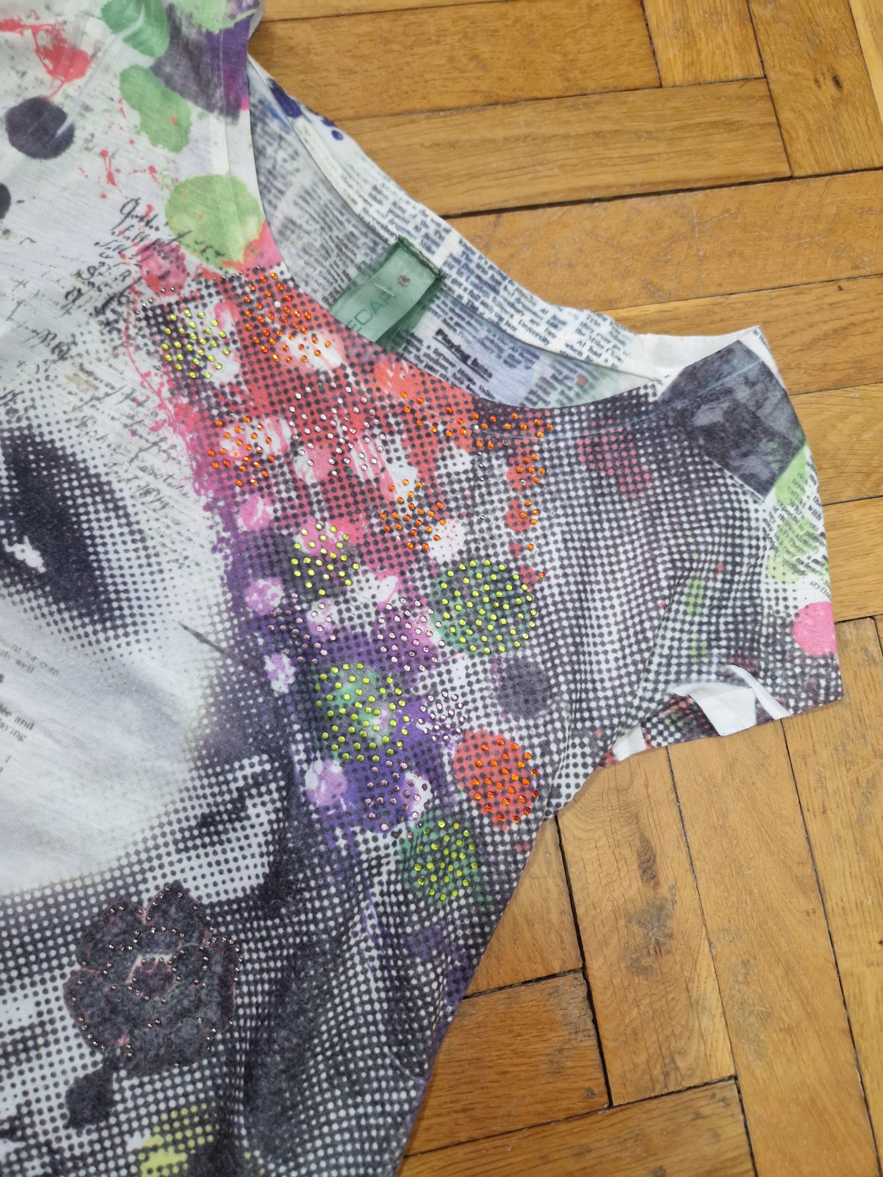 vintage avant garde y2k face newspaper galliano gaultier tee