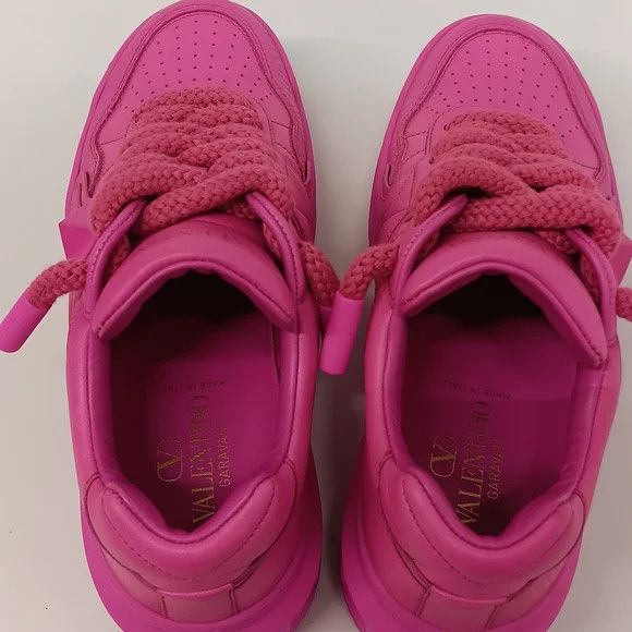 Valentino Valentino One Stud XL Fuchsia Leather Sneakers -EU37.5/US7.5 Size US 7.5 / IT 37.5 - 12 Thumbnail