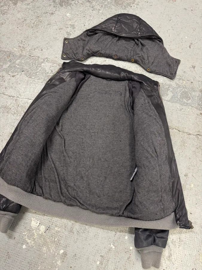Giorgio Brato Giorgio Brato Grey Leather Puffer Hooded Jacket Size XS / US 0-2 / IT 36-38 - 5 Thumbnail