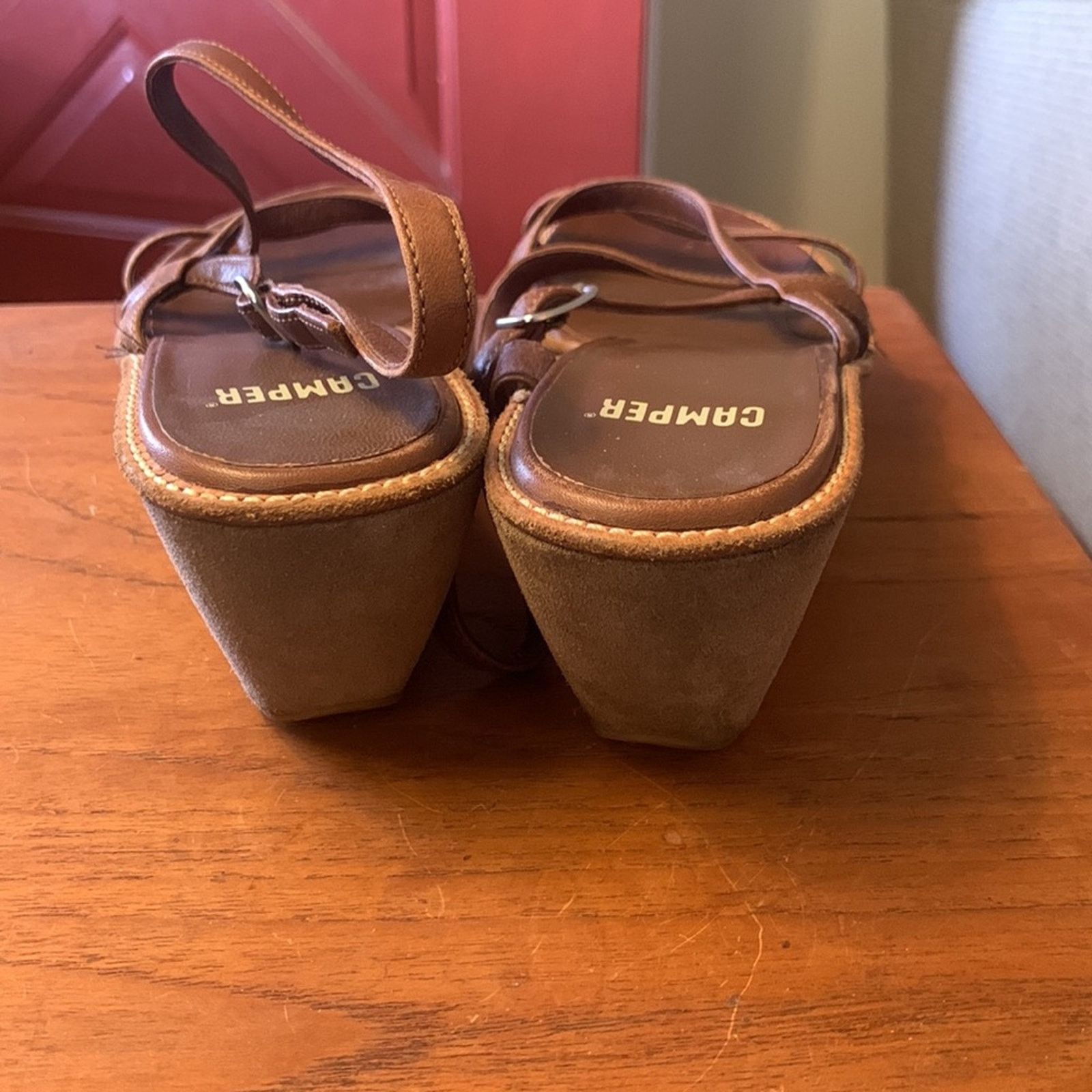 Camper Camper Spain brown strappy wedge platform sandals Size US 8 / IT 38 - 8 Thumbnail