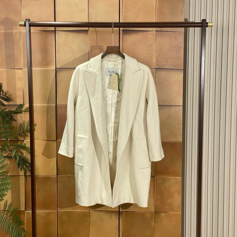 Max Mara Max Mara White wool coat Size L / US 10 / IT 46 - 1 Thumbnail