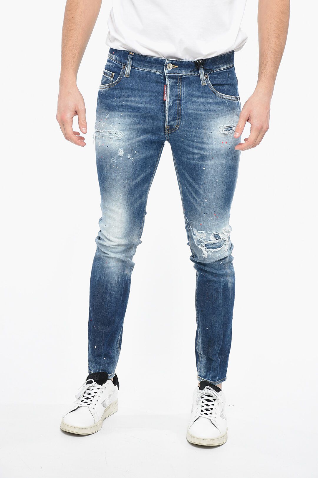 image of Dsquared2 Og1Mm0424 Distressed Super Twinky Denim In Blue, Men's (Size 38)