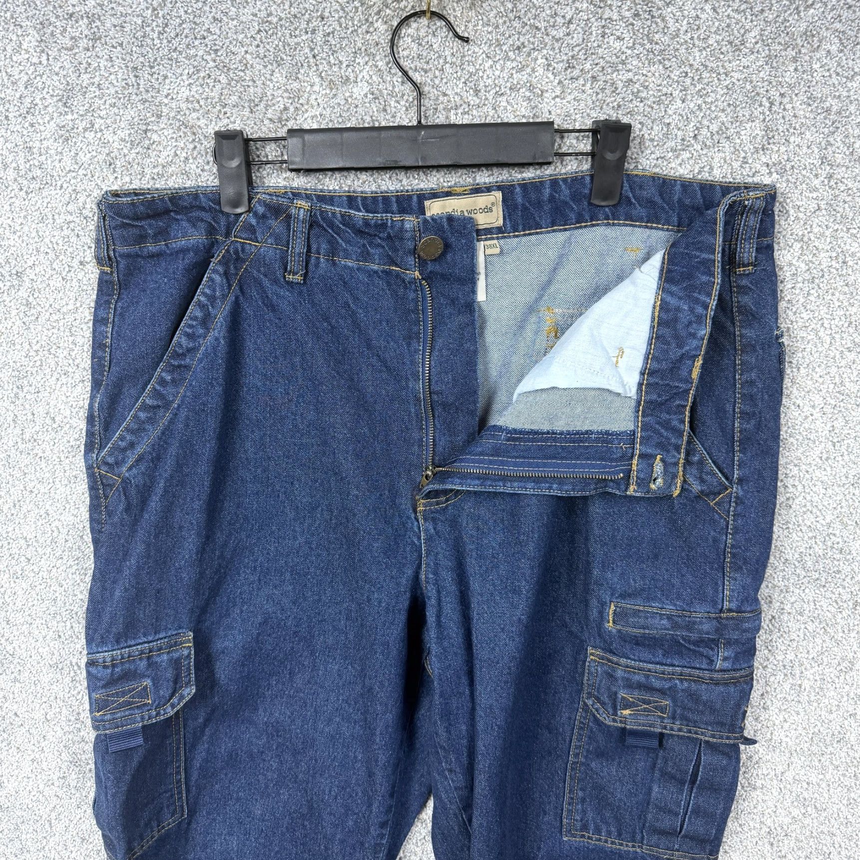 Denime Scandia Woods Mens 38x34 Cargo Jeans Blue Denim Workwear Big & Tall USA Pocketed Straight Rise High 13in 100% Cotton Size US 38 / EU 54 - 6 Thumbnail