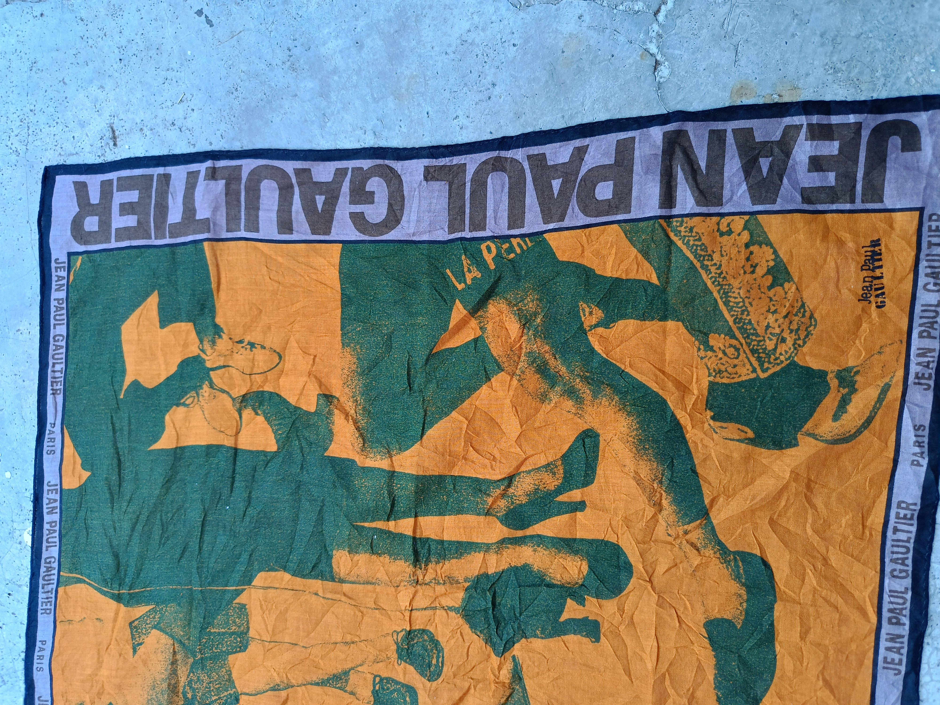 Jean Paul Gaultier 1990s JEAN PAUL GAULTIER ORANGE GRAPHIC SCARF Size ONE SIZE - 4 Thumbnail