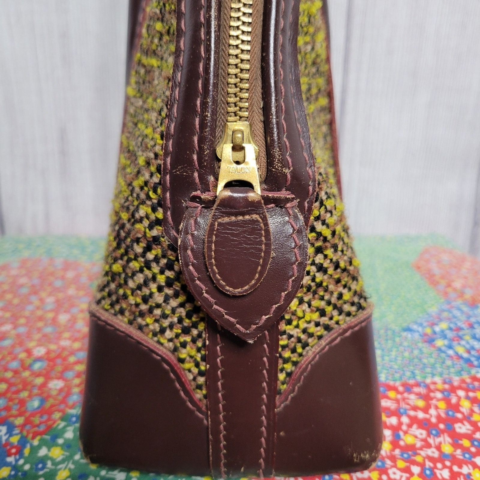 Mark Cross Vintage 50s Mark Cross Satchel in Green Hand-Loomed Tweed Size ONE SIZE - 4 Thumbnail