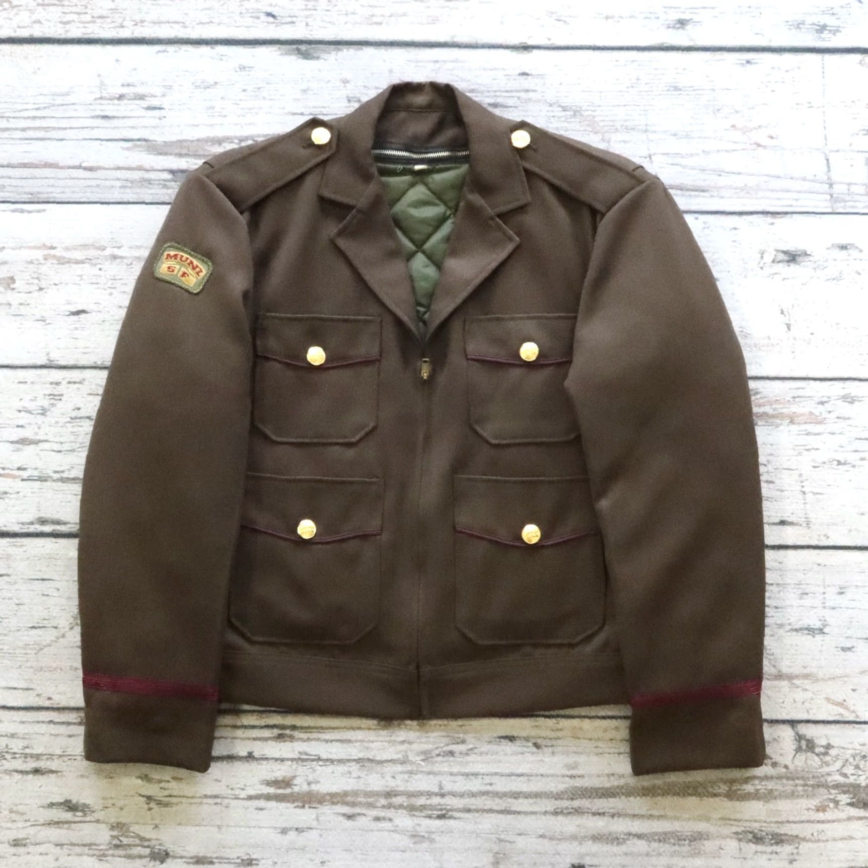 Vintage VINTAGE Muni SF Uniform Jacket Mens Shirt 38R Brown Bomber Jacket 38R United States Size US XXS / EU 40 - 2 Thumbnail