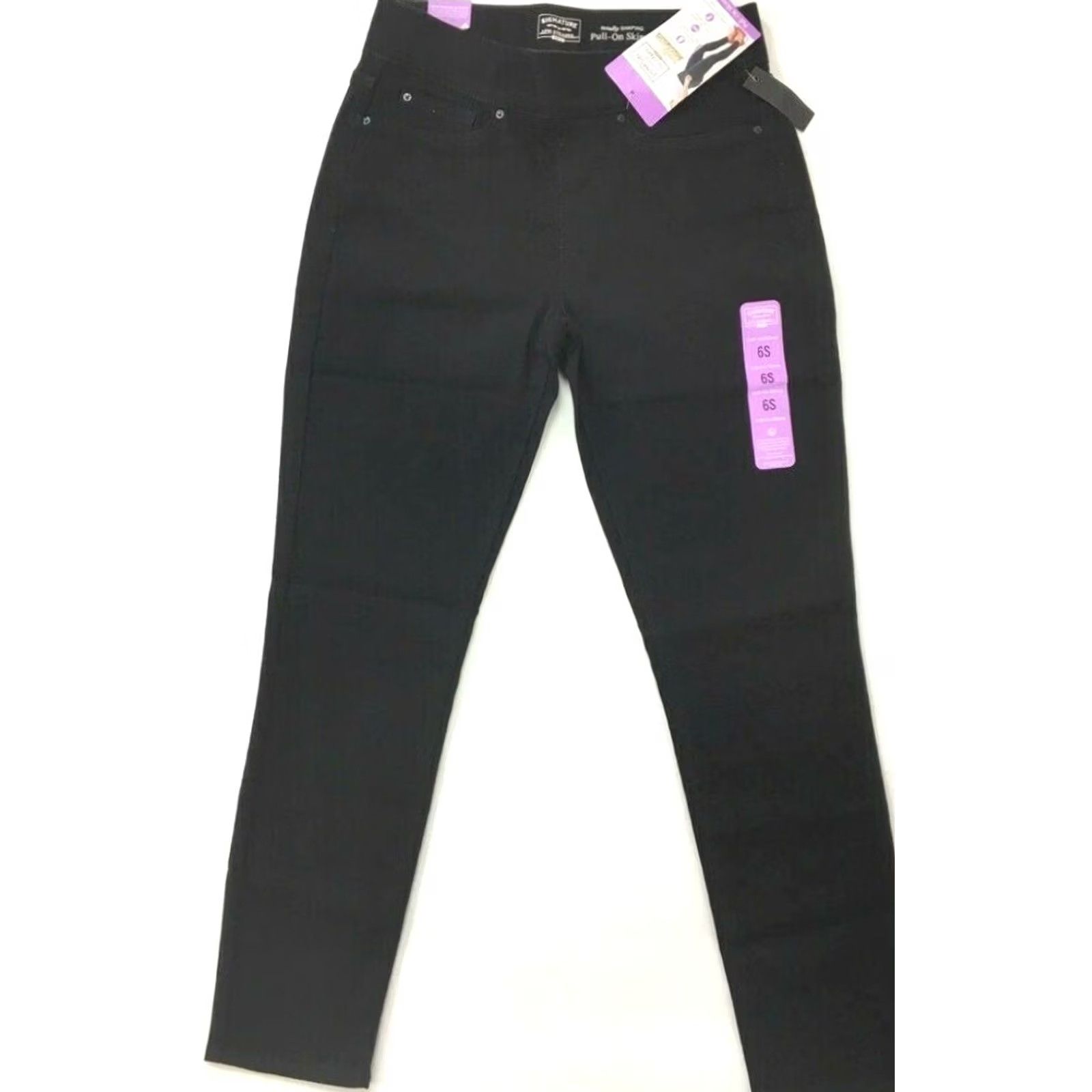 Vintage VINTAGE? No. Signature by Levi Strauss & Co. Women's Pull-On Skinny Jeans Black Stretch 6S Denim Jeans Black Women Pull-On Skinny 6S Size 28" / US 6 / IT 42 - 2 Thumbnail