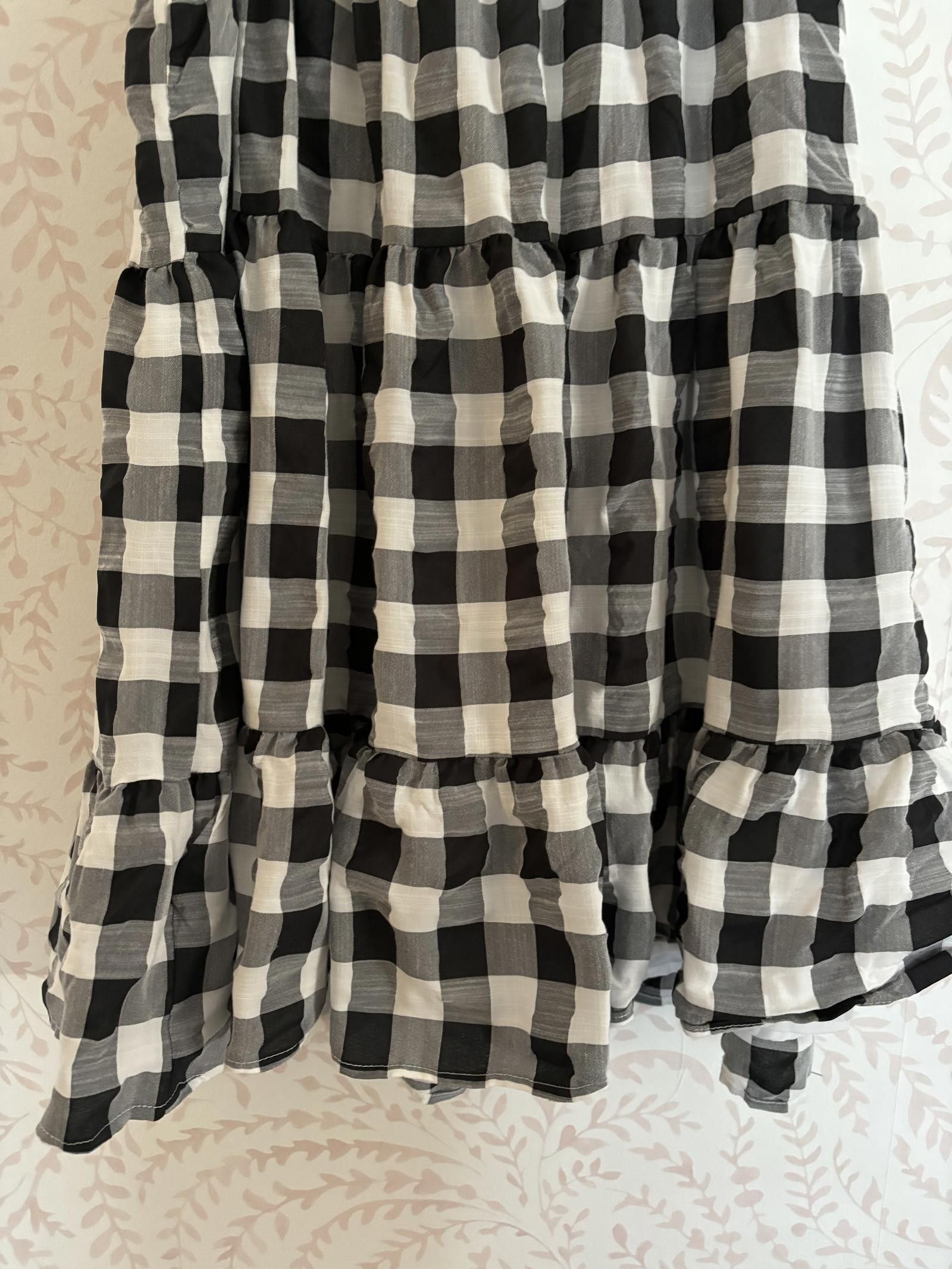 Designer NEW Chic Black and White Gingham Summer Dress Size M / US 6-8 / IT 42-44 - 2 Thumbnail