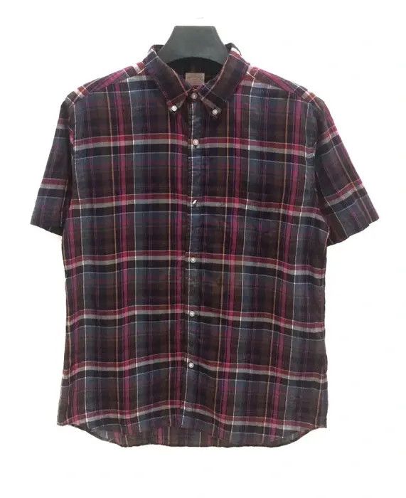 image of Beams Plus Beams Co.ltd Plaid Tartan Single Pocket Shirt Button Up, Men's (Size Large)