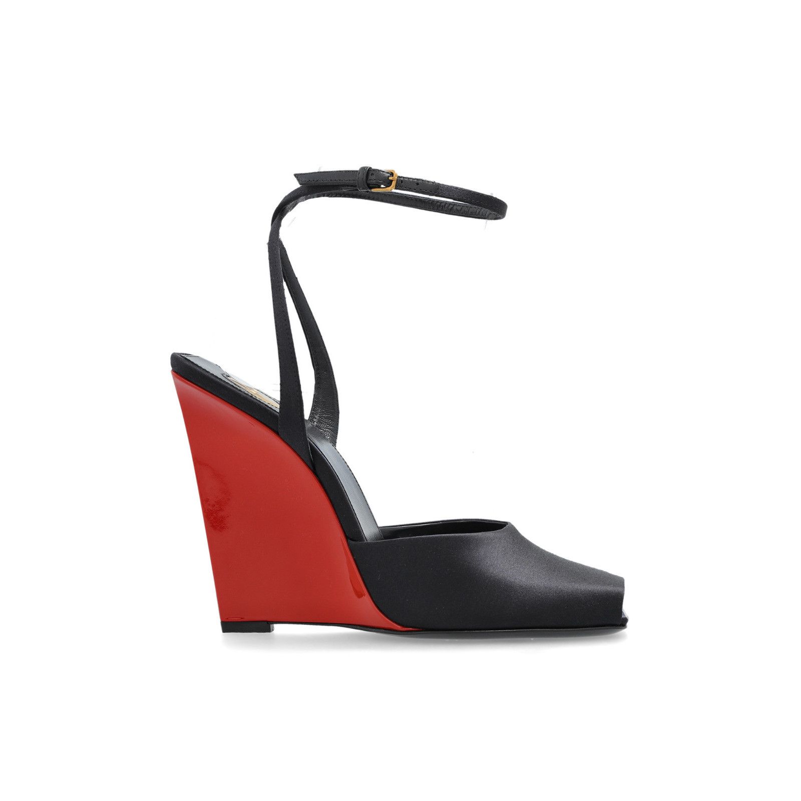 SAINT LAURENT La Scandale Patriot Navy 110mm Wedge Sandals N