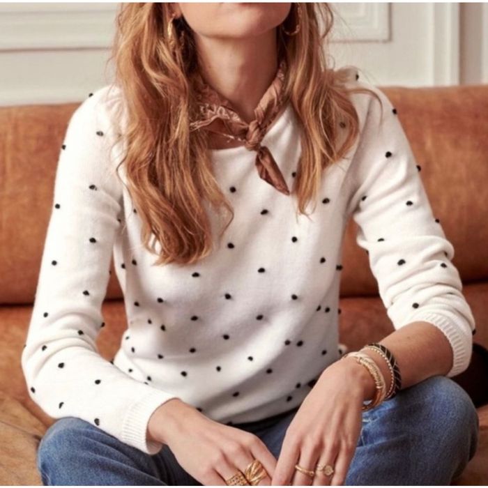 polka dot boxy pullover | black +white main image 1